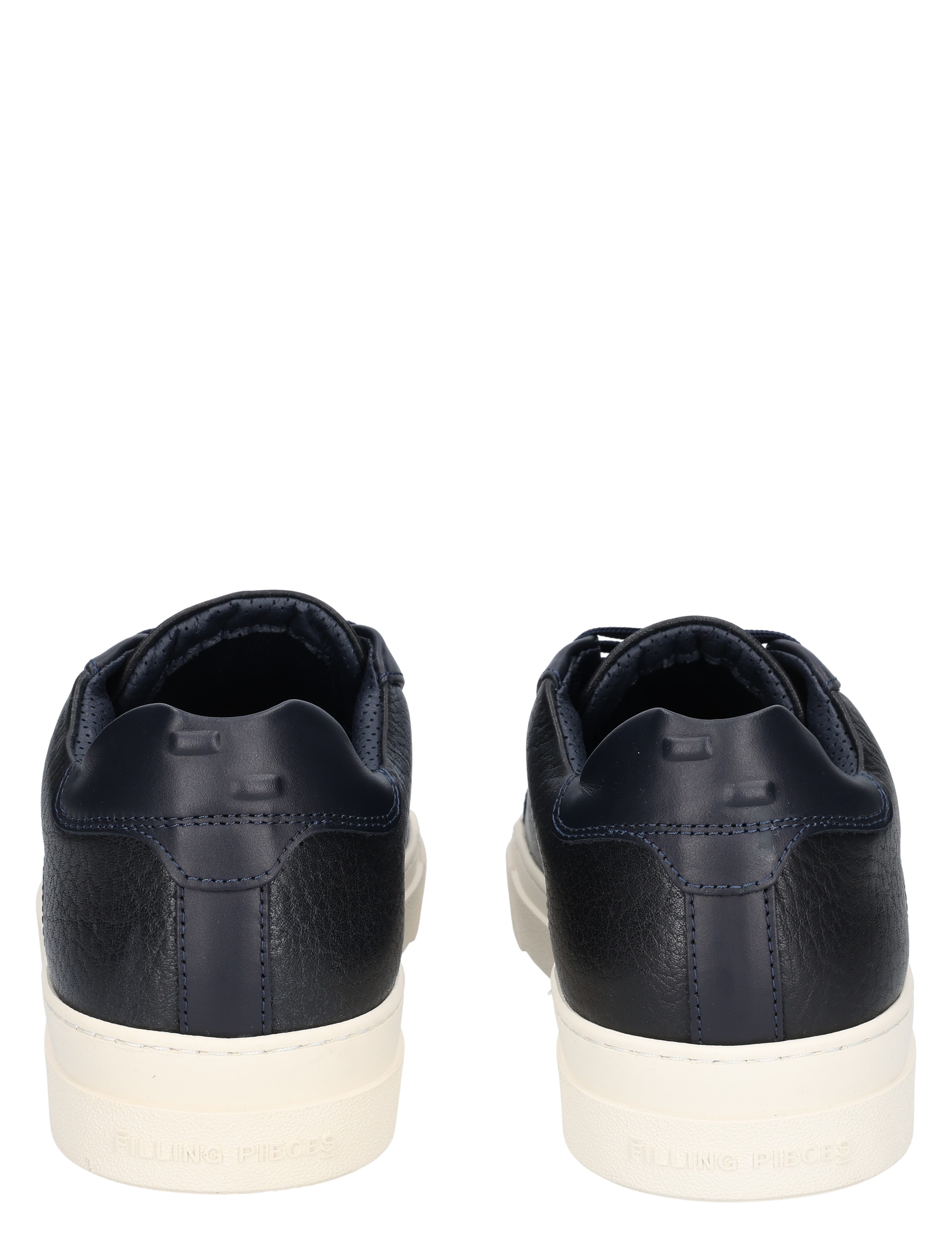 sneakers, navy, leder, witte zool, achterkant