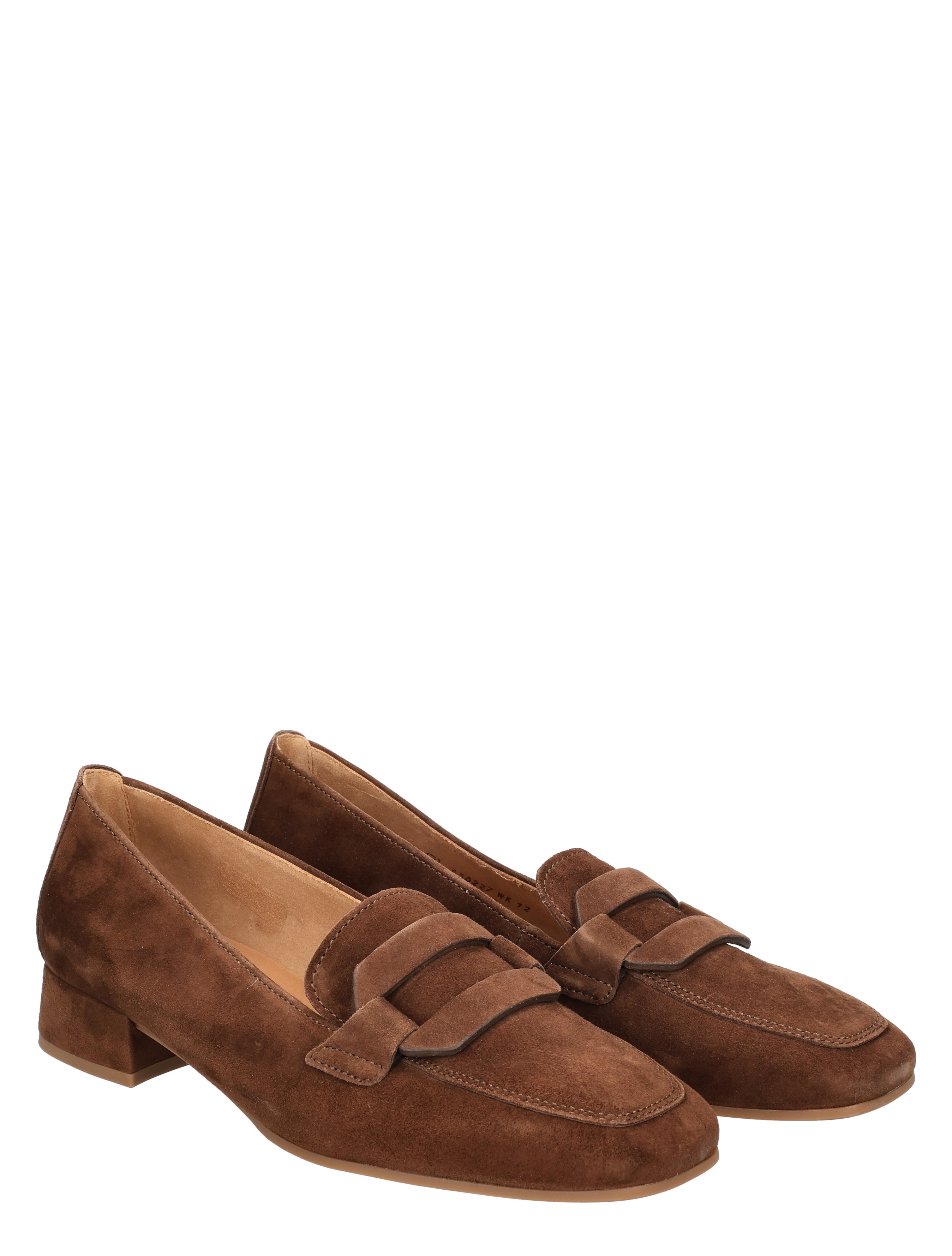 suede, bruin, loafer, middenhak, instap
