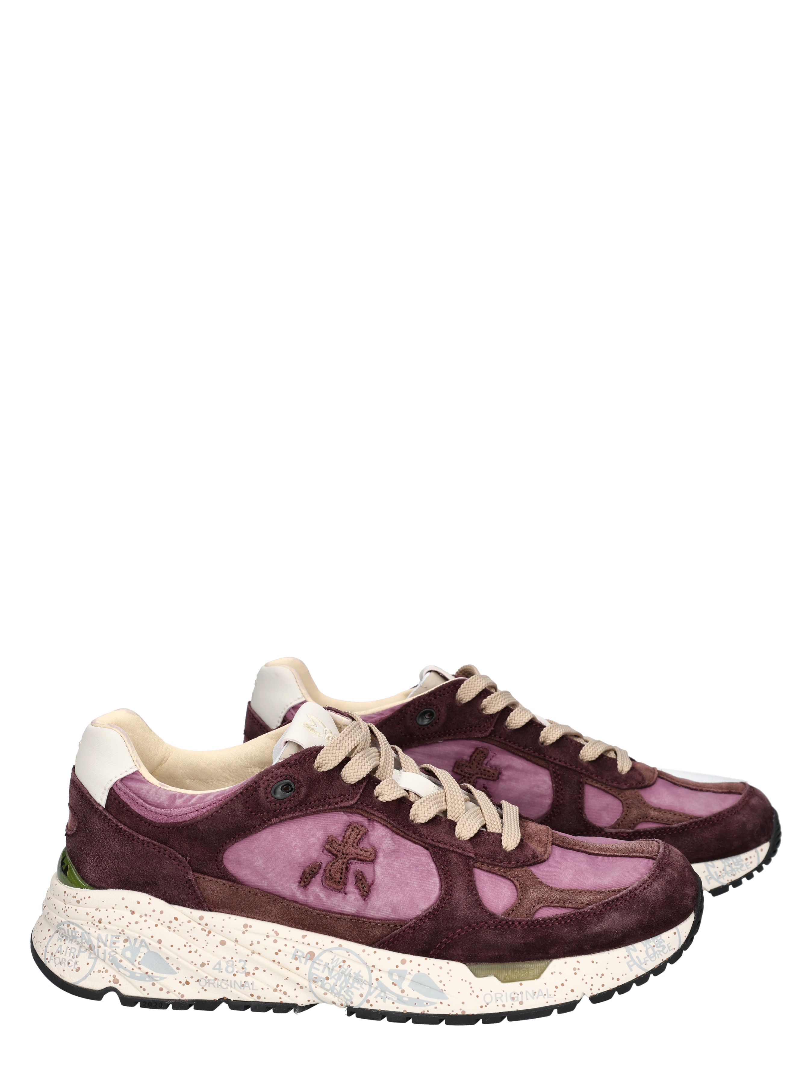 sneakers, suede, burgundy, pink panels, crepe sole