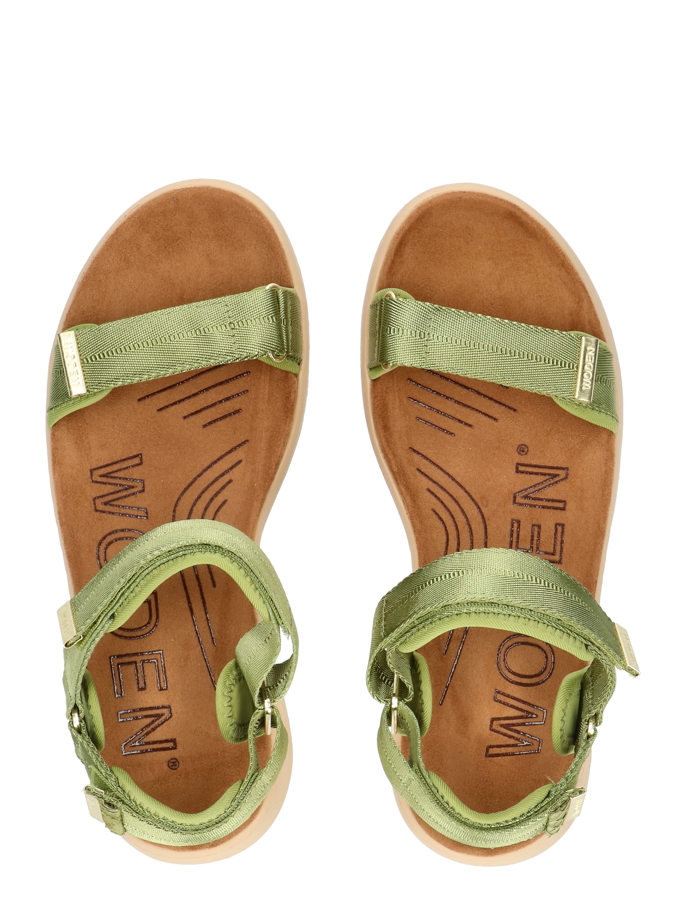 sandalen, groene band, sandaletten, open-toe, zijkant verstelbaar