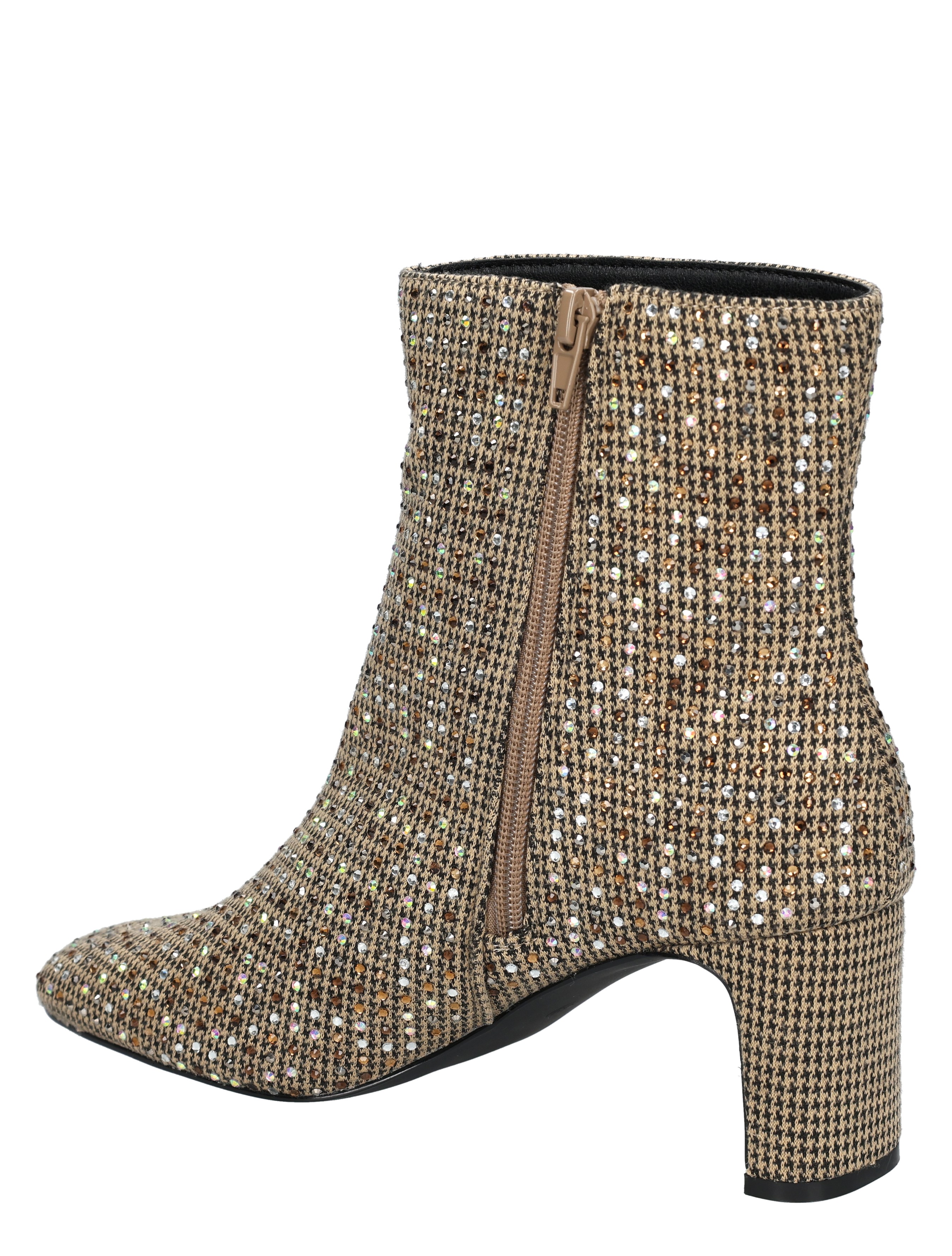 hakboot, glitter, spitseffect, rits, gebreide textuur