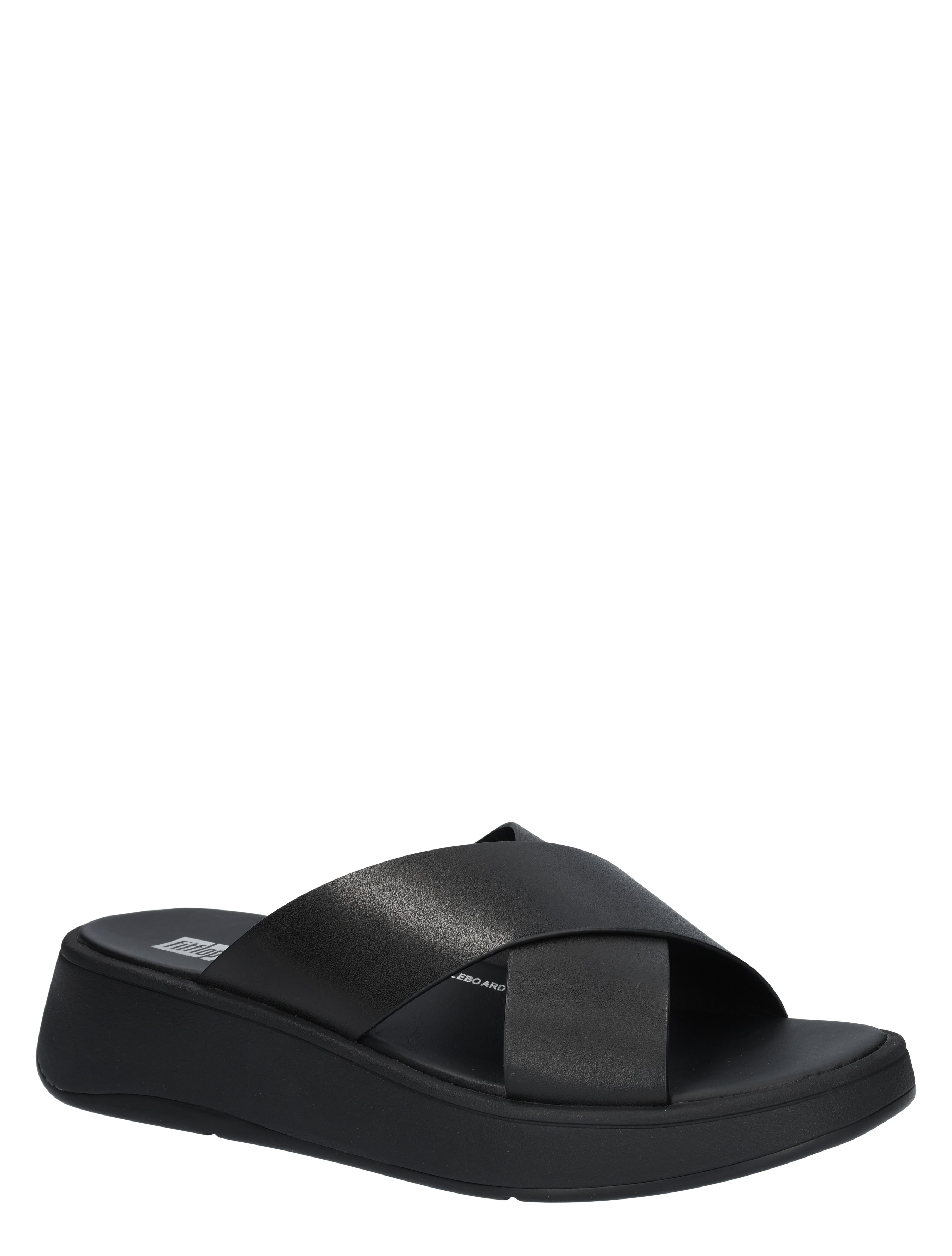 slip-ons, sandalen, zwart, crisscross, platform