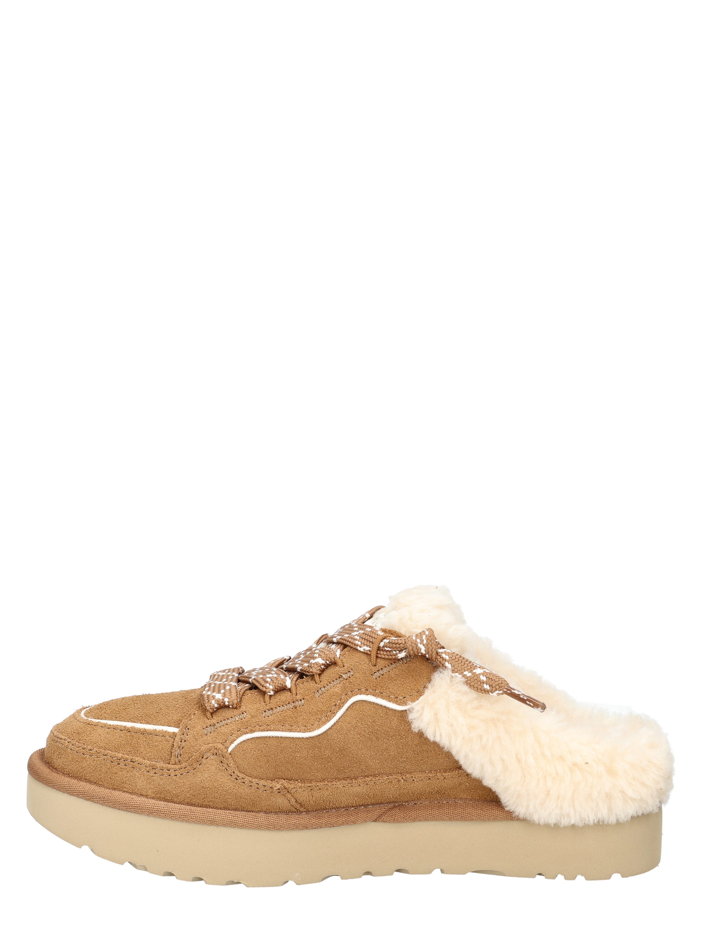 wandelschoen, bruine schoen, vachtvoering, slip-on met vacht, dempingzool