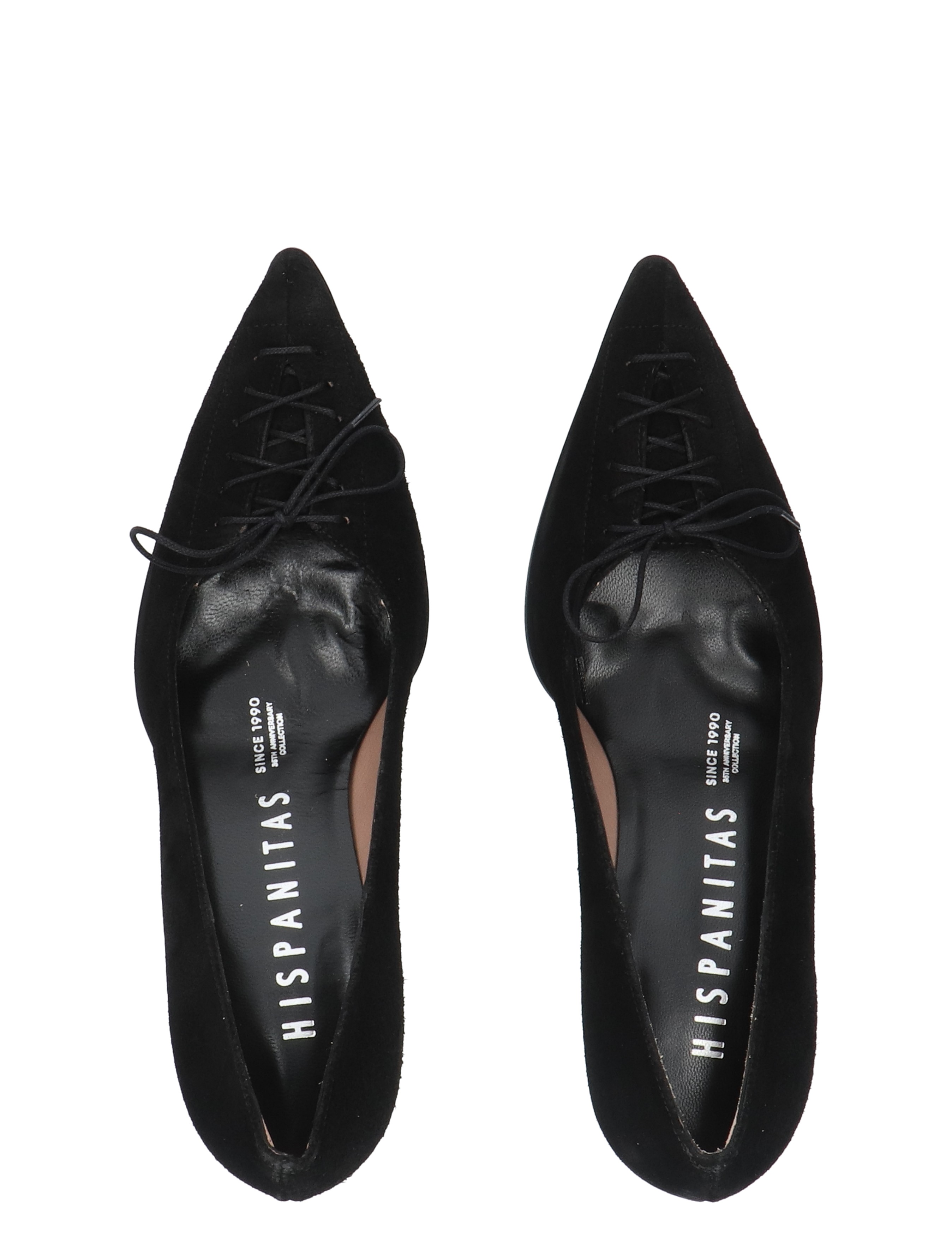 damesschoenen, broekpunt, zachte suède, zwarte kleur, lace-up