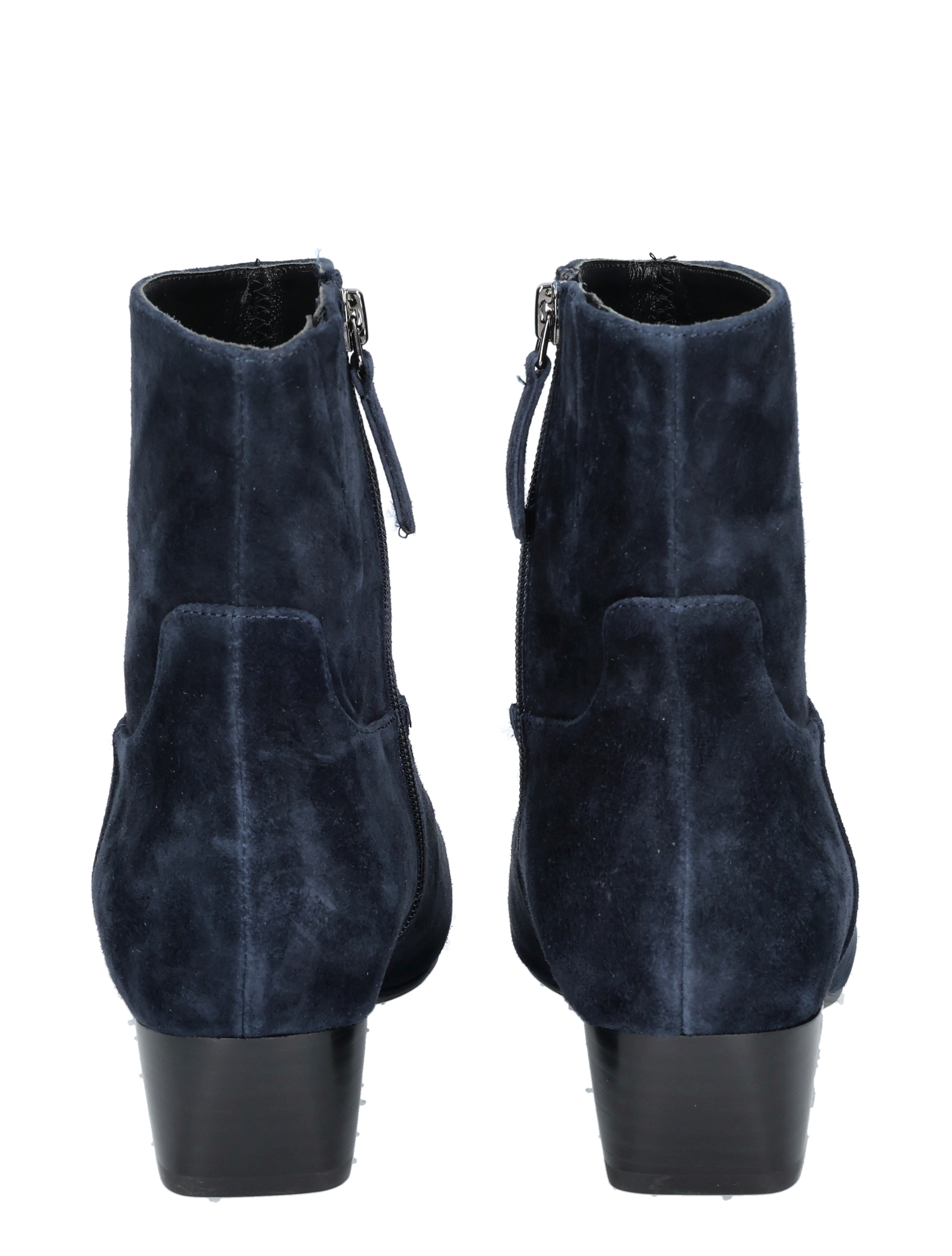 agneau, navy, ankle boots, zachte suède, rits achterzijde
