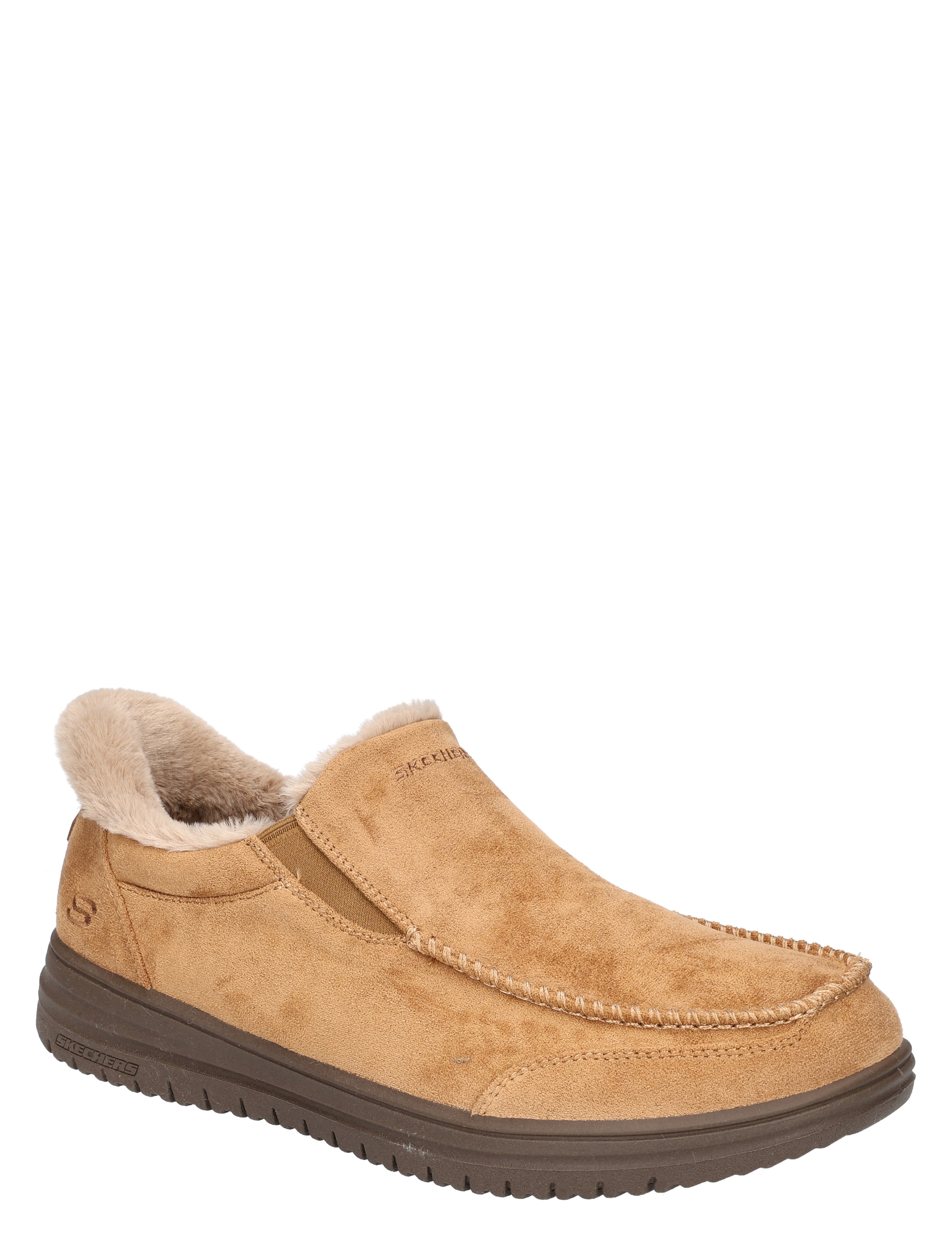 slipper, mocassin, suede, luxe-voering, donkerbruine zool