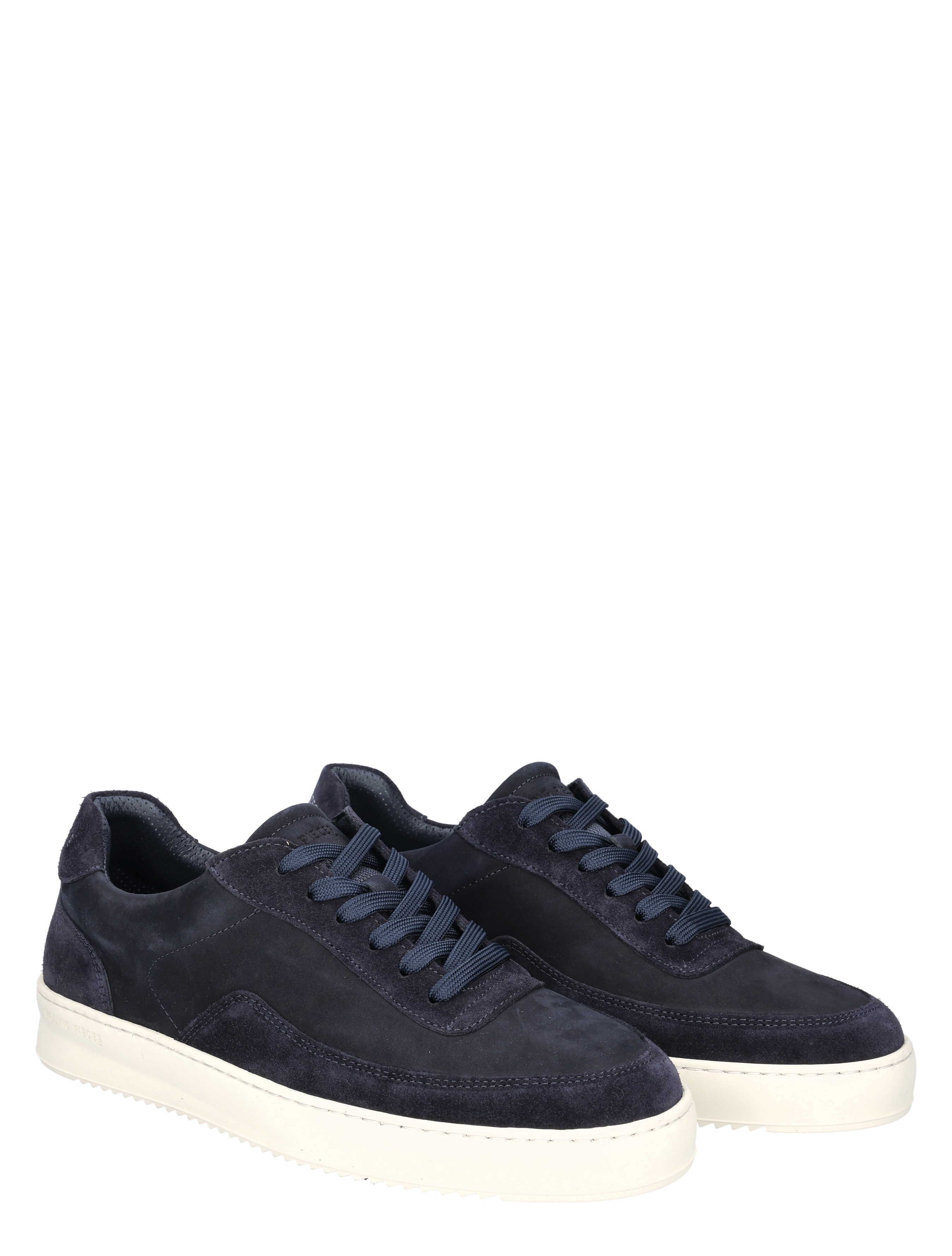 sneakers, donkerblauw, suède, witte zool, lowsneaker