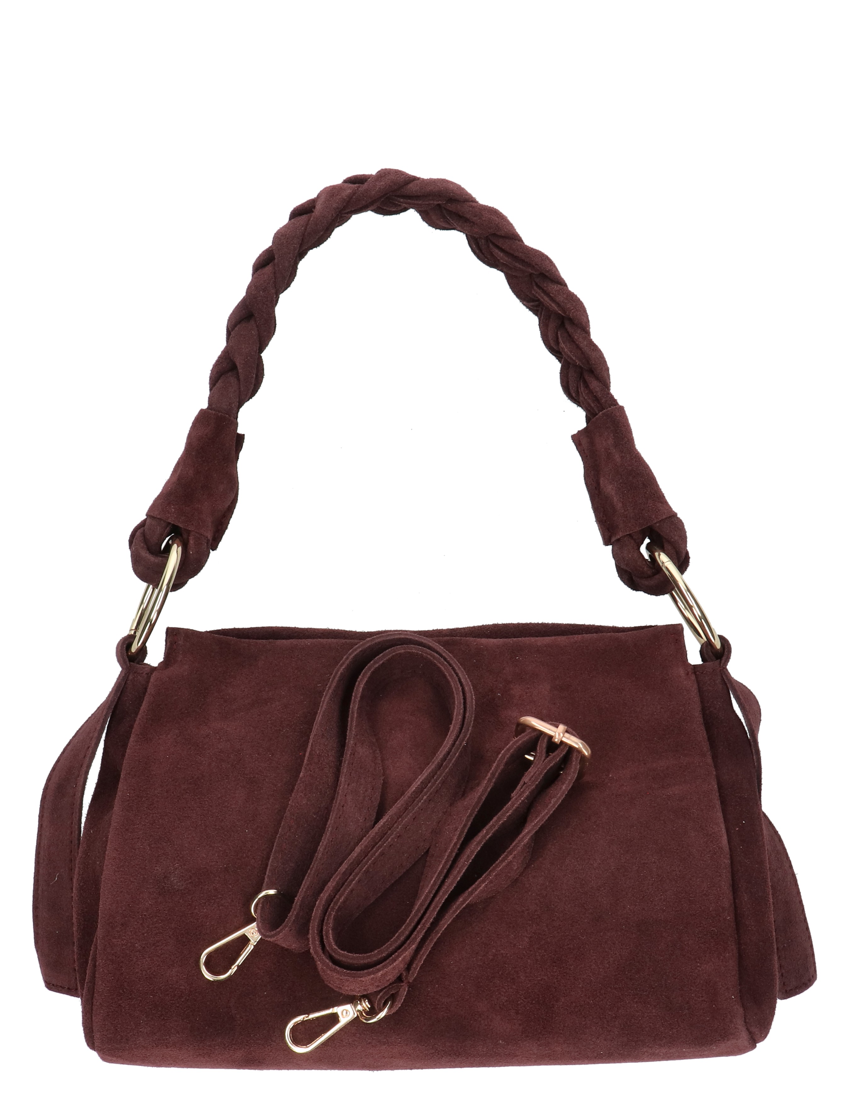 rood, suede, handtas, tassenband, metalriemen