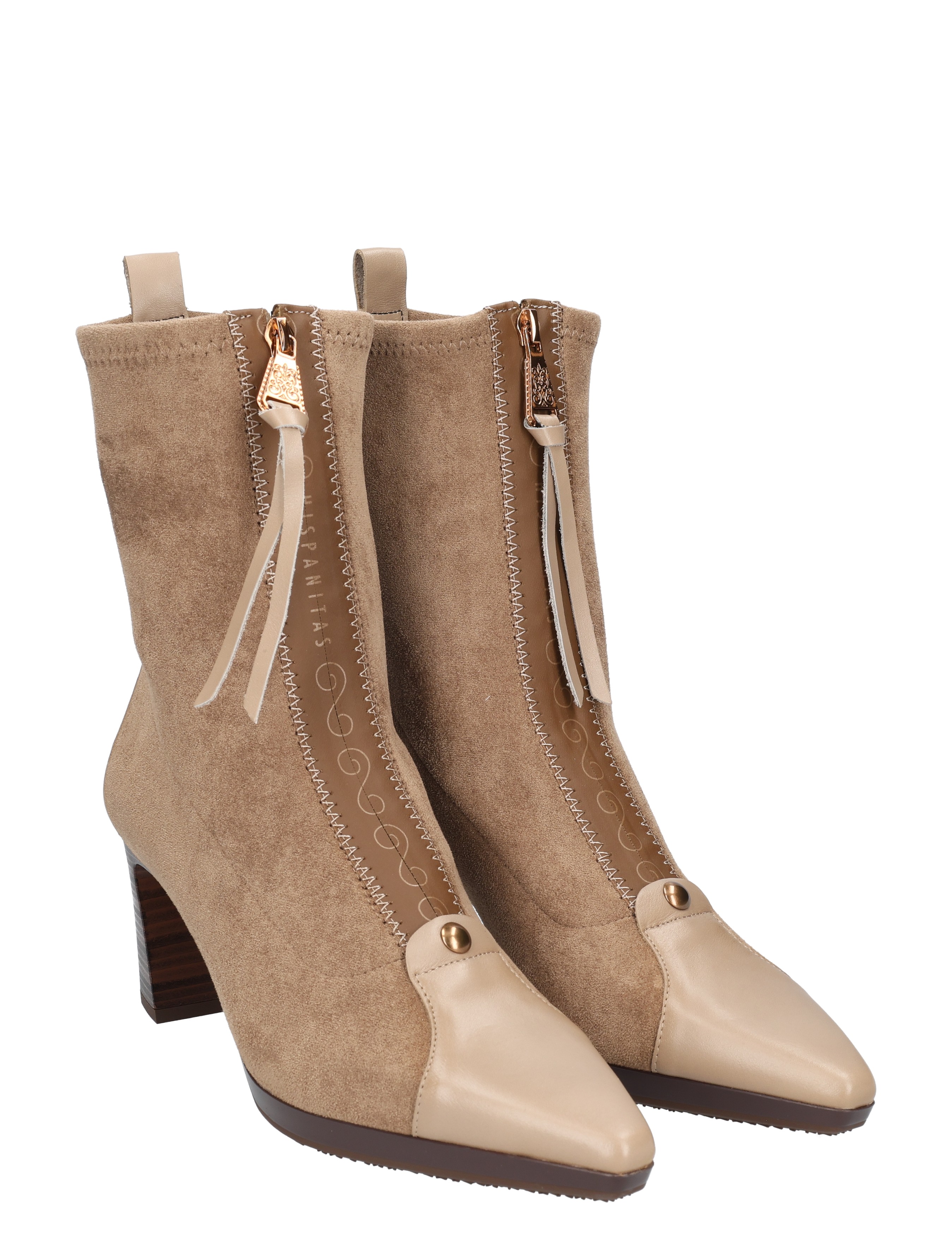 wedges, enkellaarsjes, suede, touwritsels, neutraal-tan