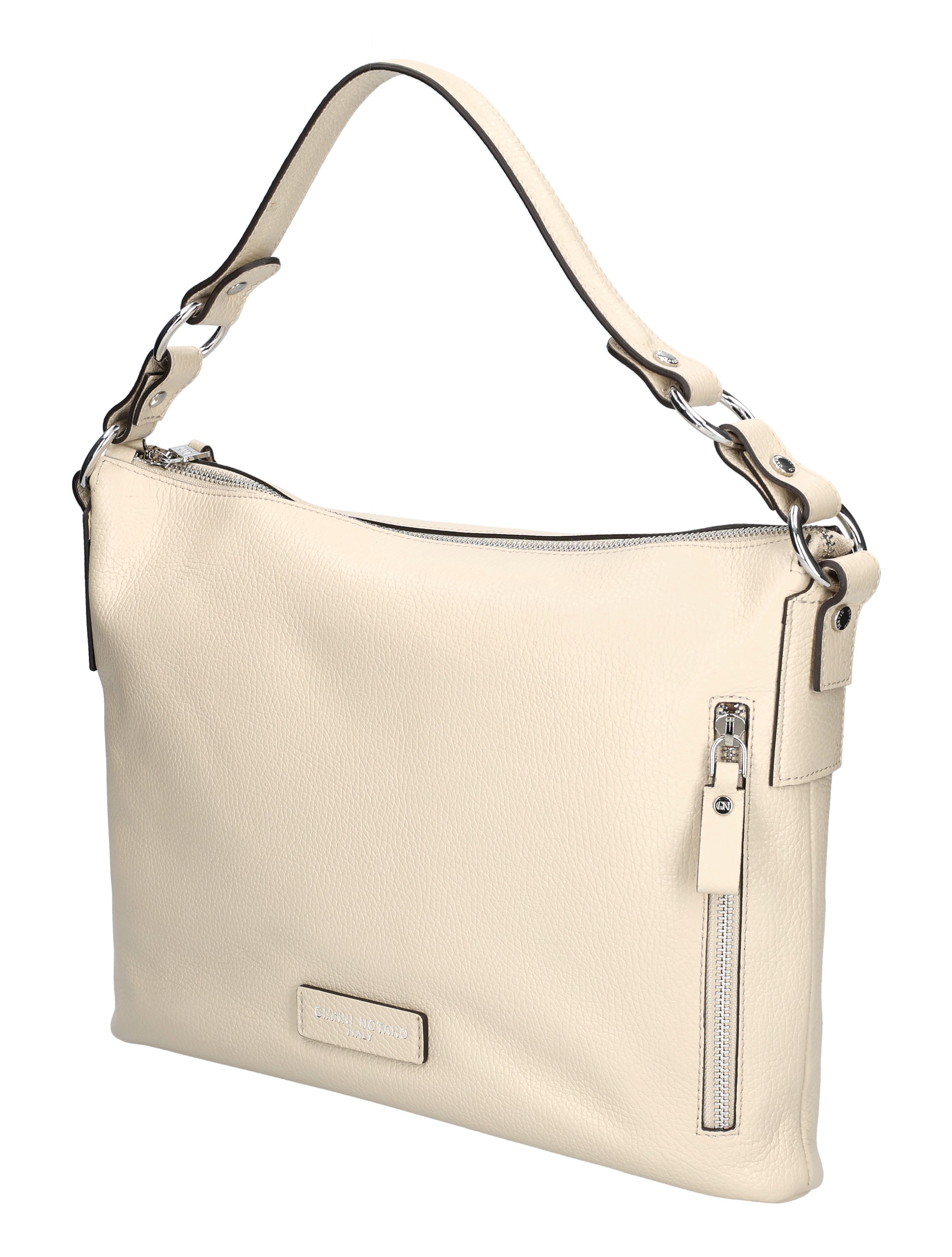 tassen, handtas, leren, creme, zilveren hardware