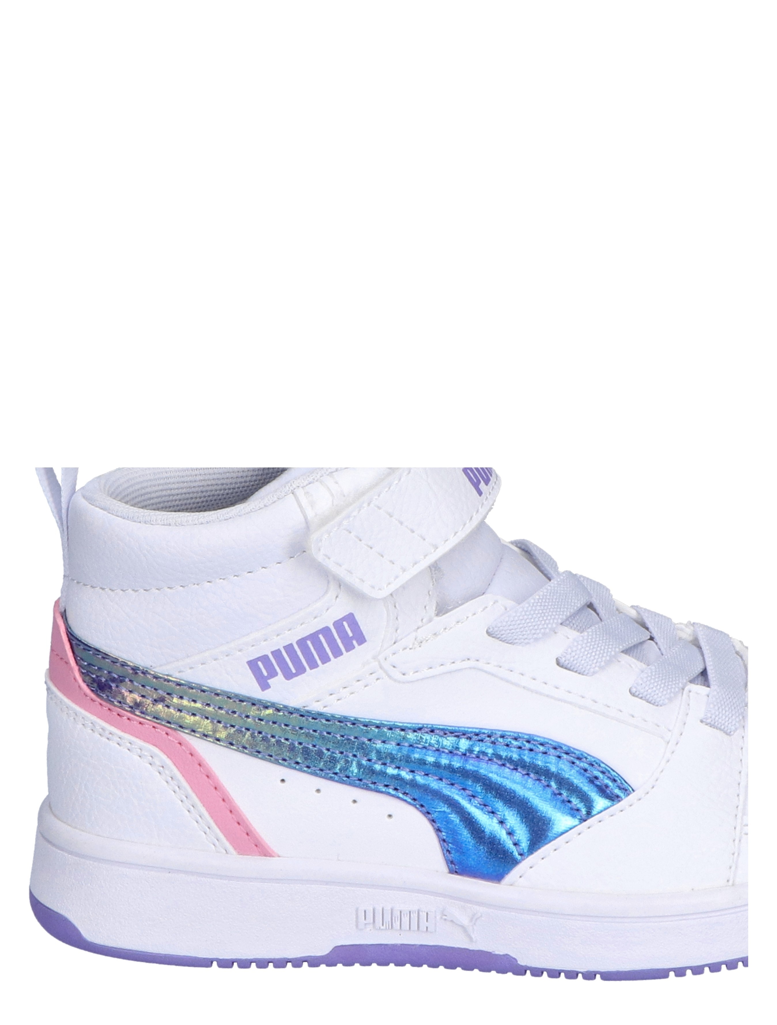 Puma - Rebound V6 Mid Bouncy Velcro White Lavender Mauve - Meisjes - Sneakers - Hoge Sneakers - 44971_84_8