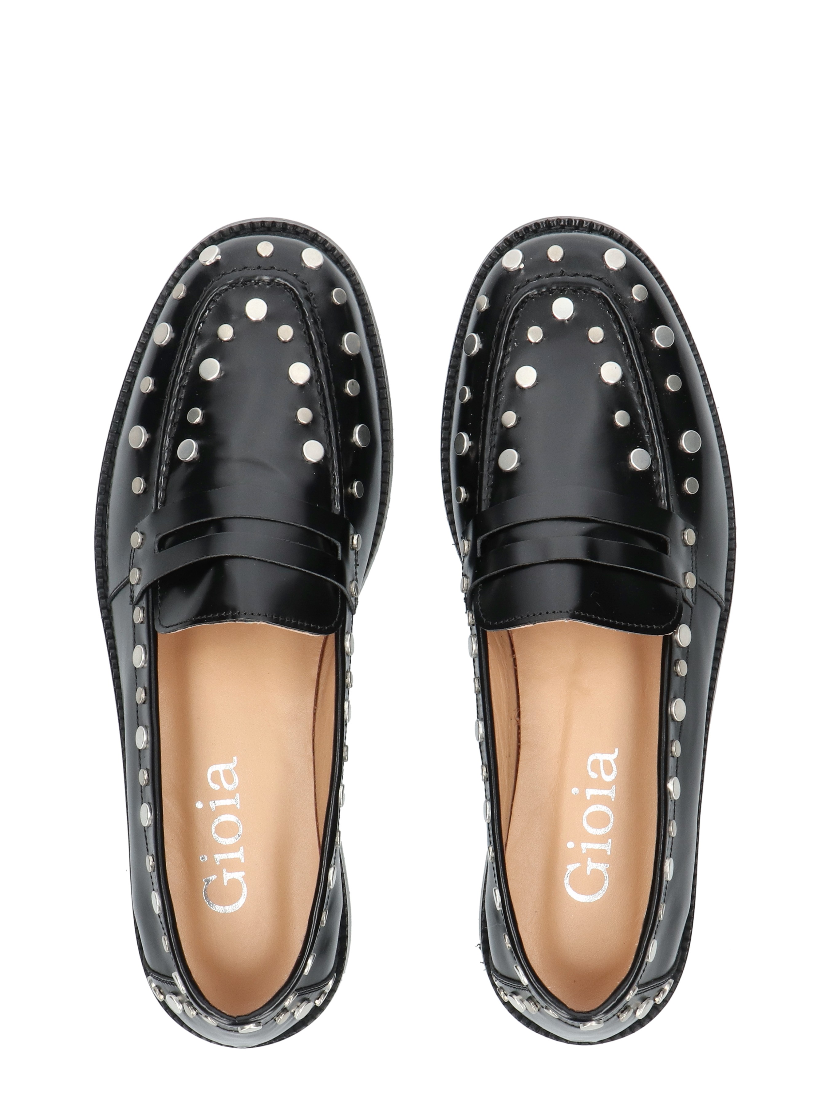 loafer, studs, metallic, zwart, paar
