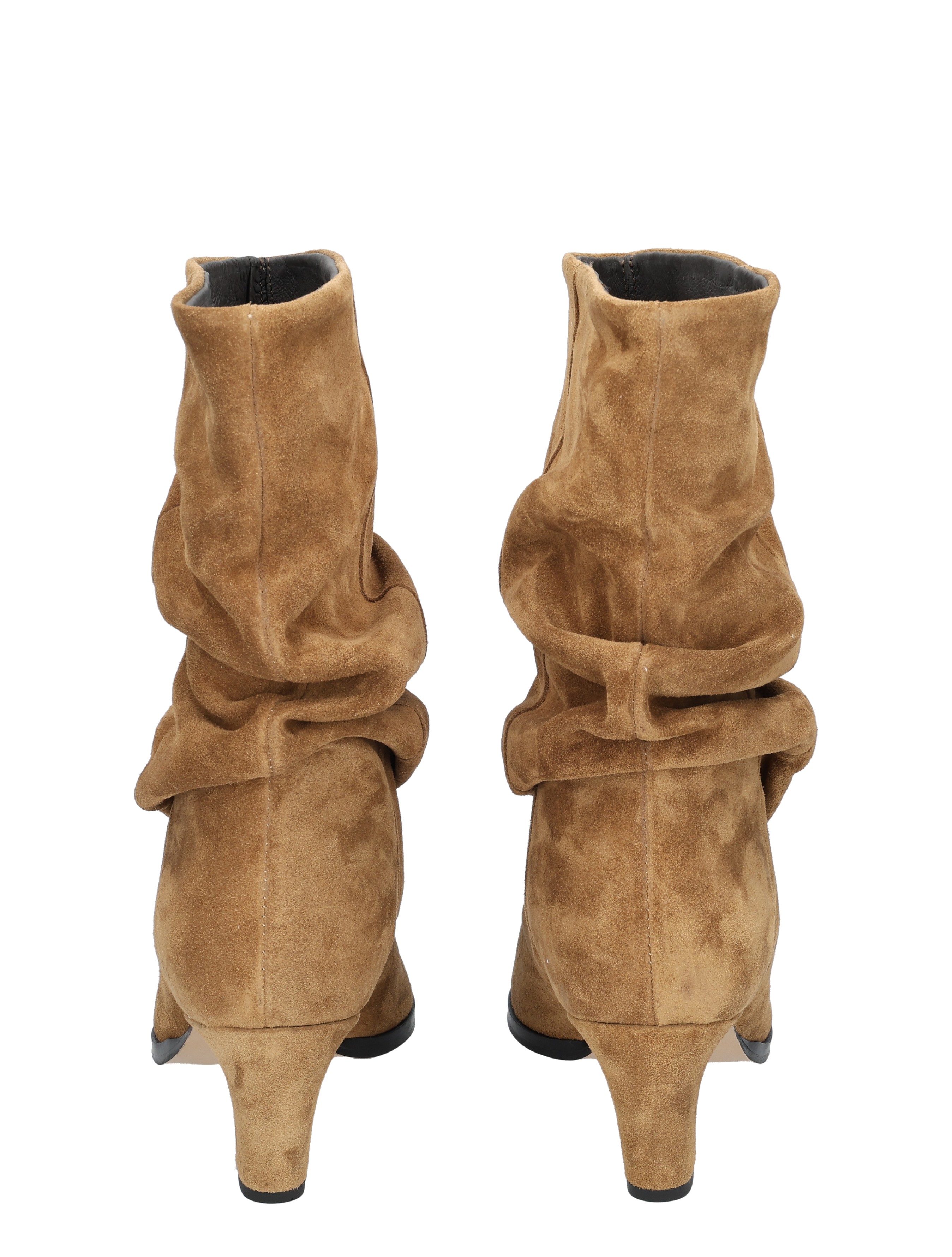 kleinehoge, suède, bruine, enkellaarzen, knielang