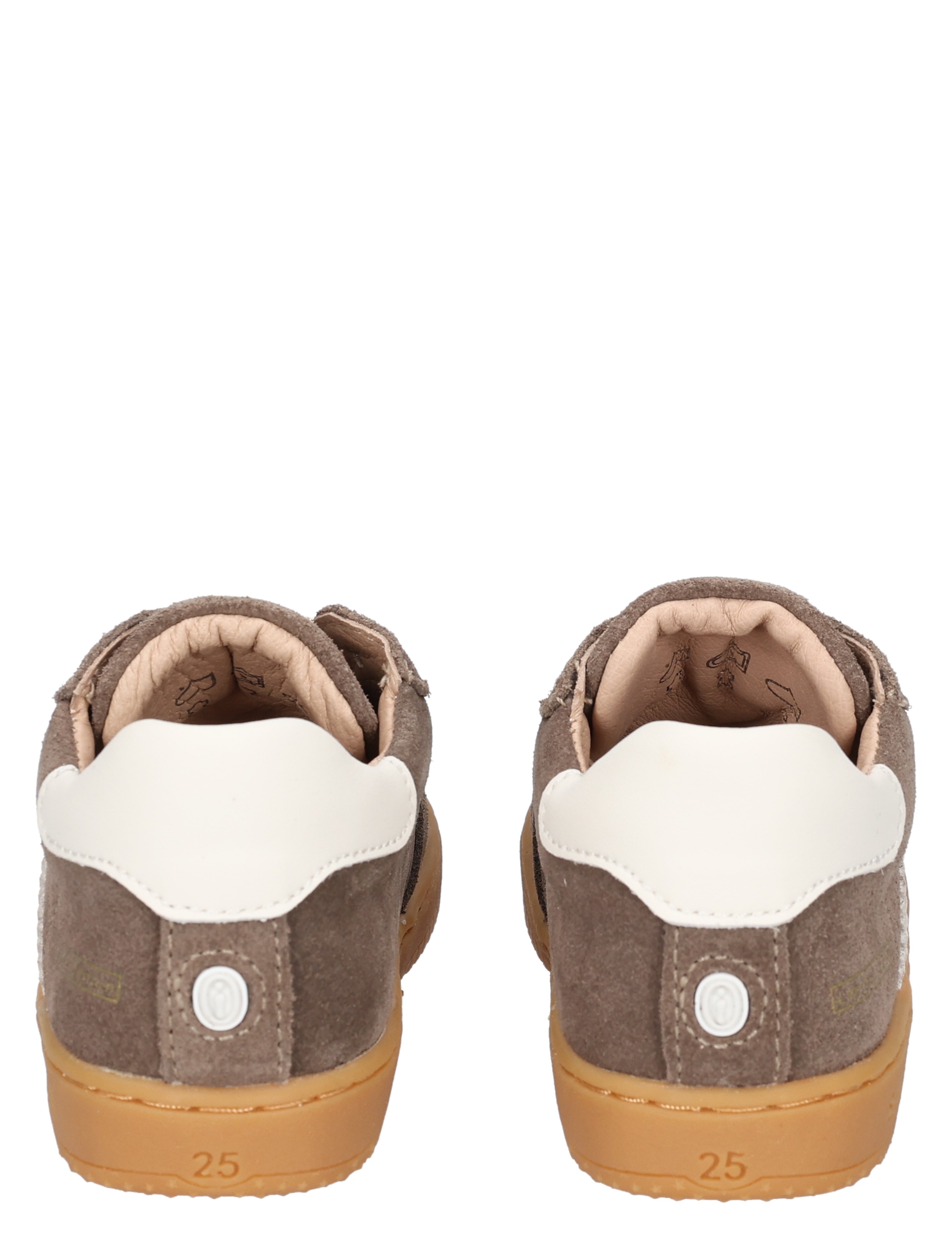 kinderschoenen, slippers, bakstenen kleur, suede, hakverhoging