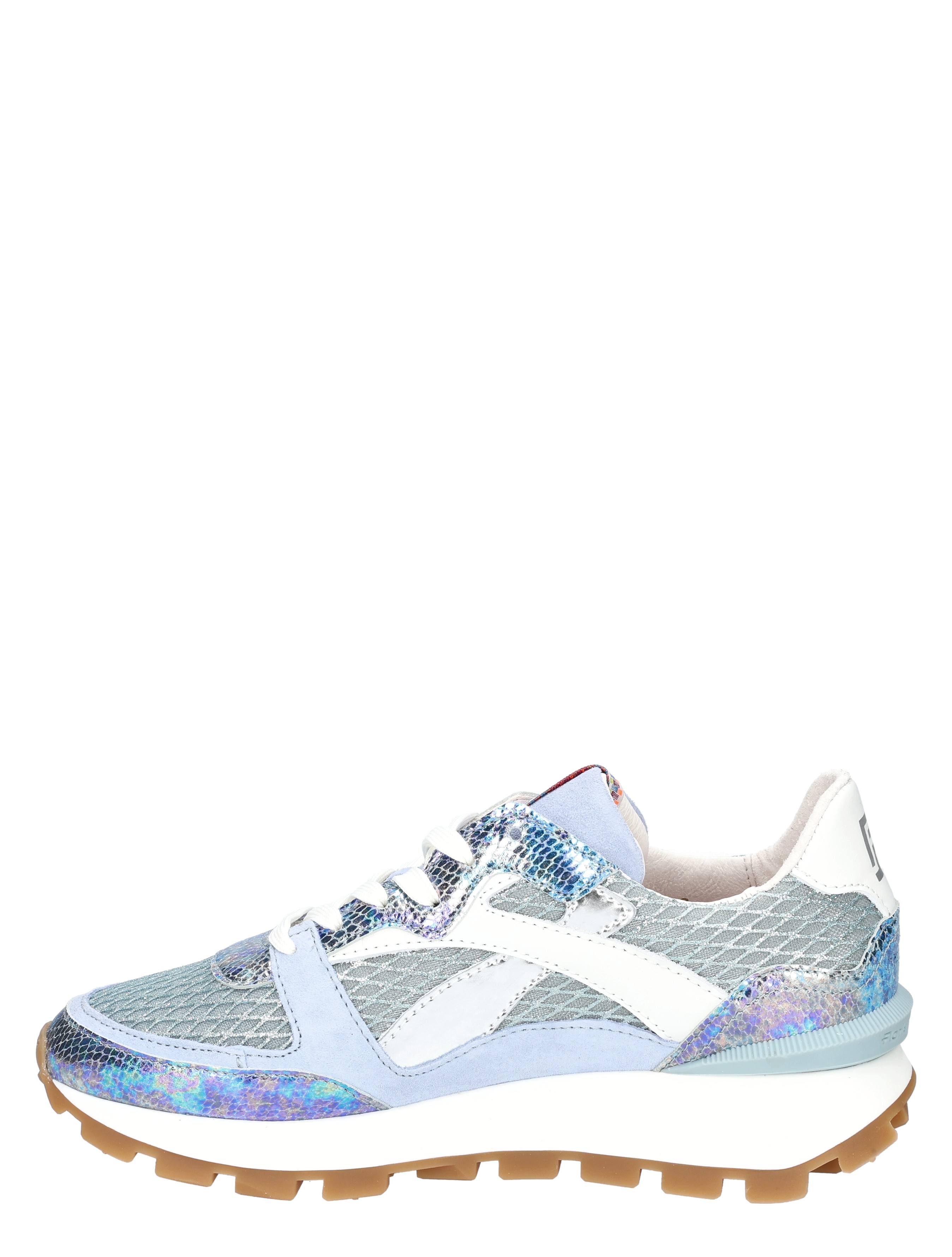 sneaker, mesh, glitter, lila accenten, casual schoen