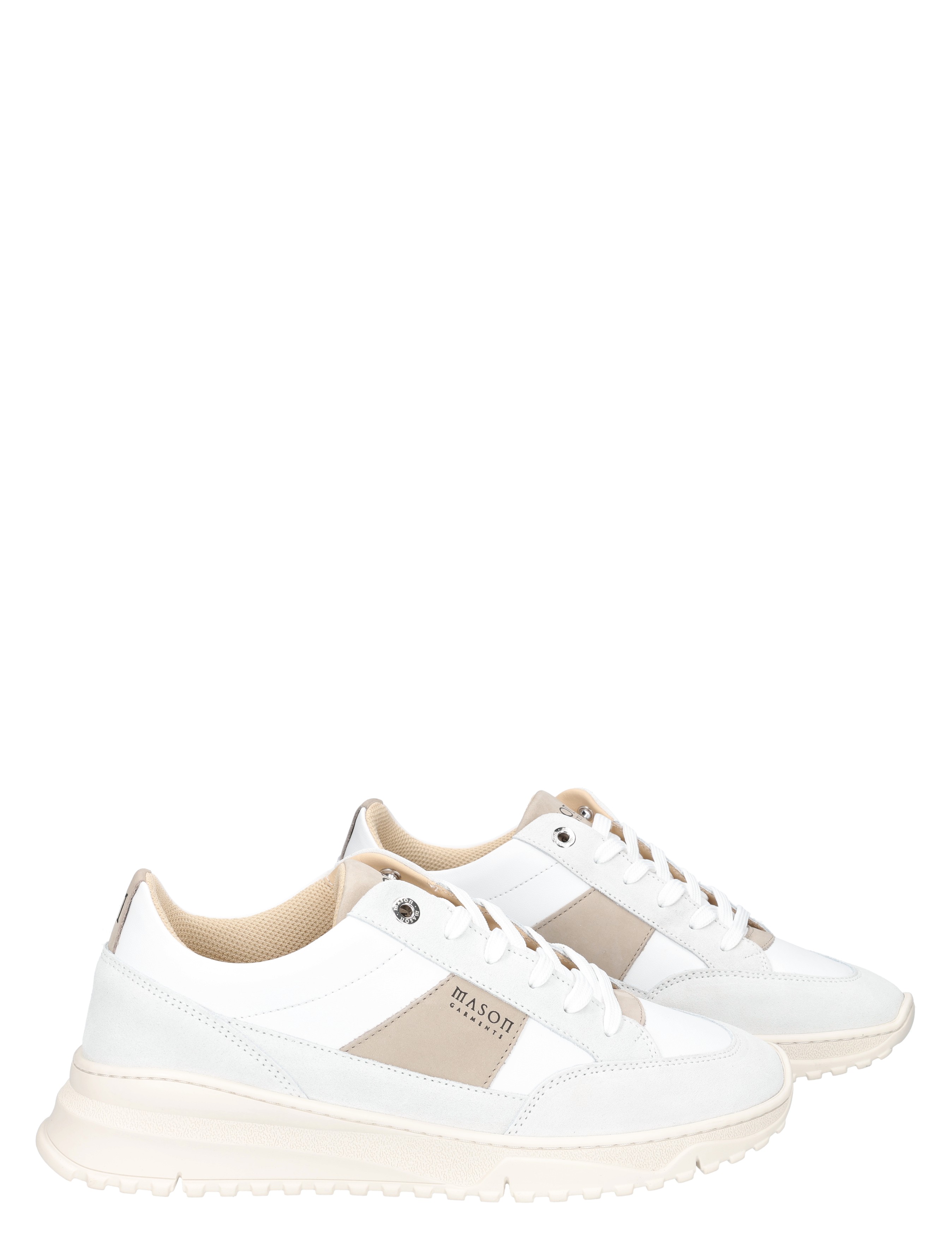 sneakers, witte sneakers, beige panel, lacs veters, platte zool