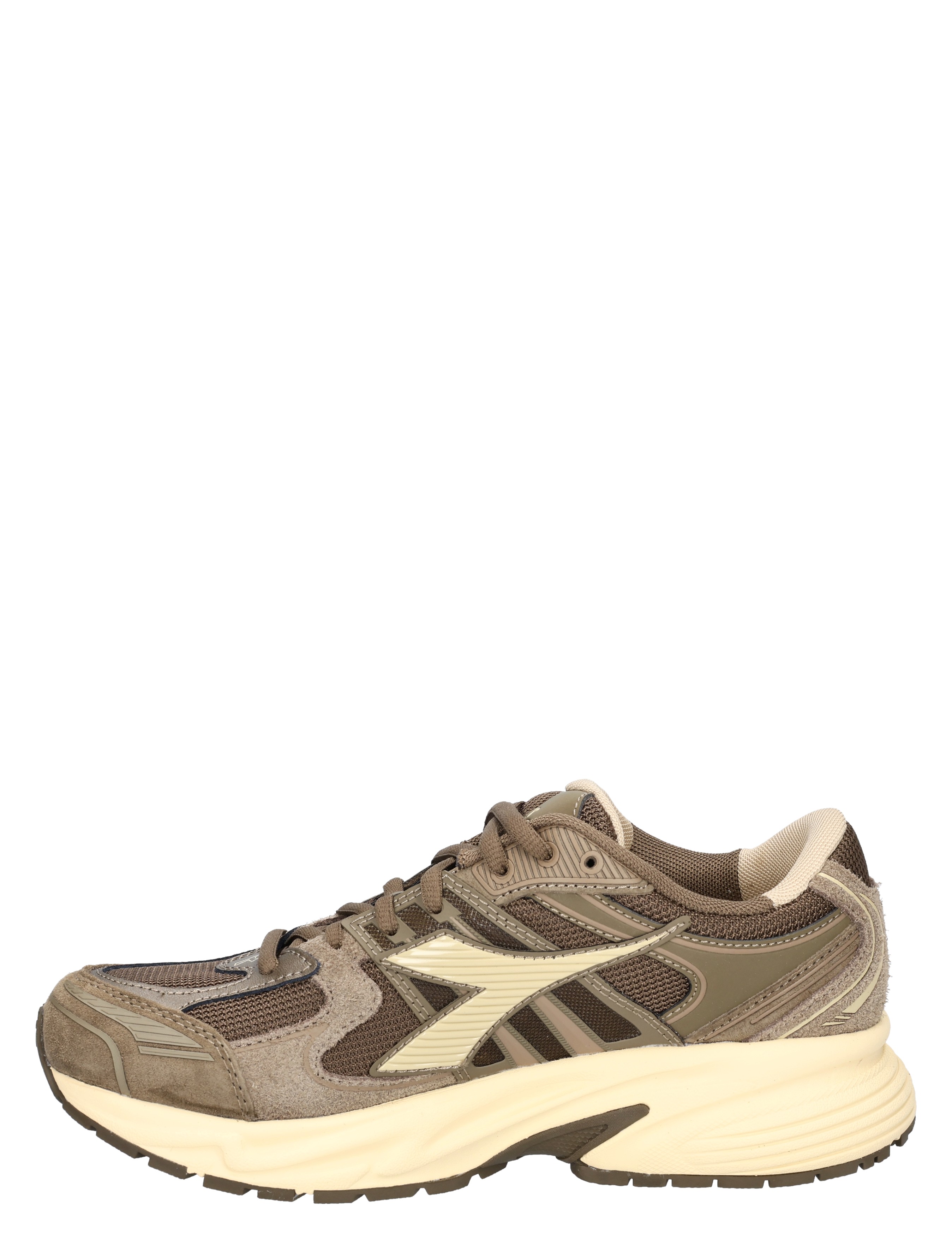 sneaker, wandelingsschoen, grijs-bruin, mesh, rubberzool