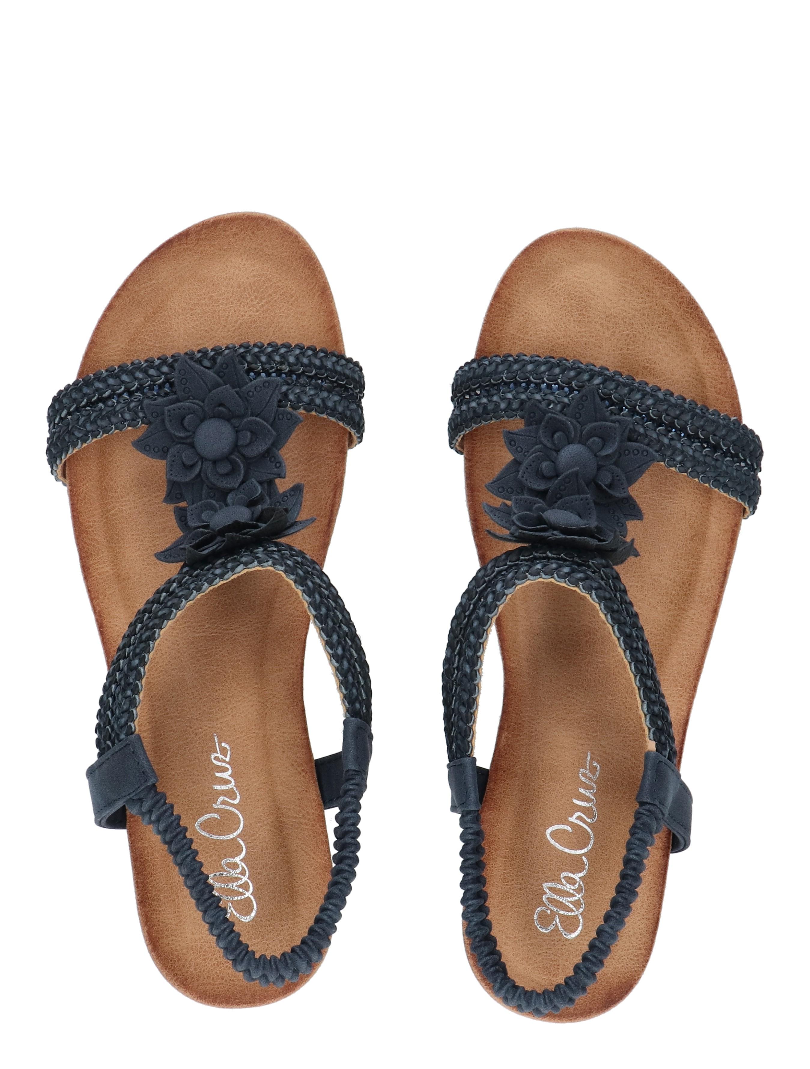 sandal, sandalen, blauw, bloemdecoratie, straps