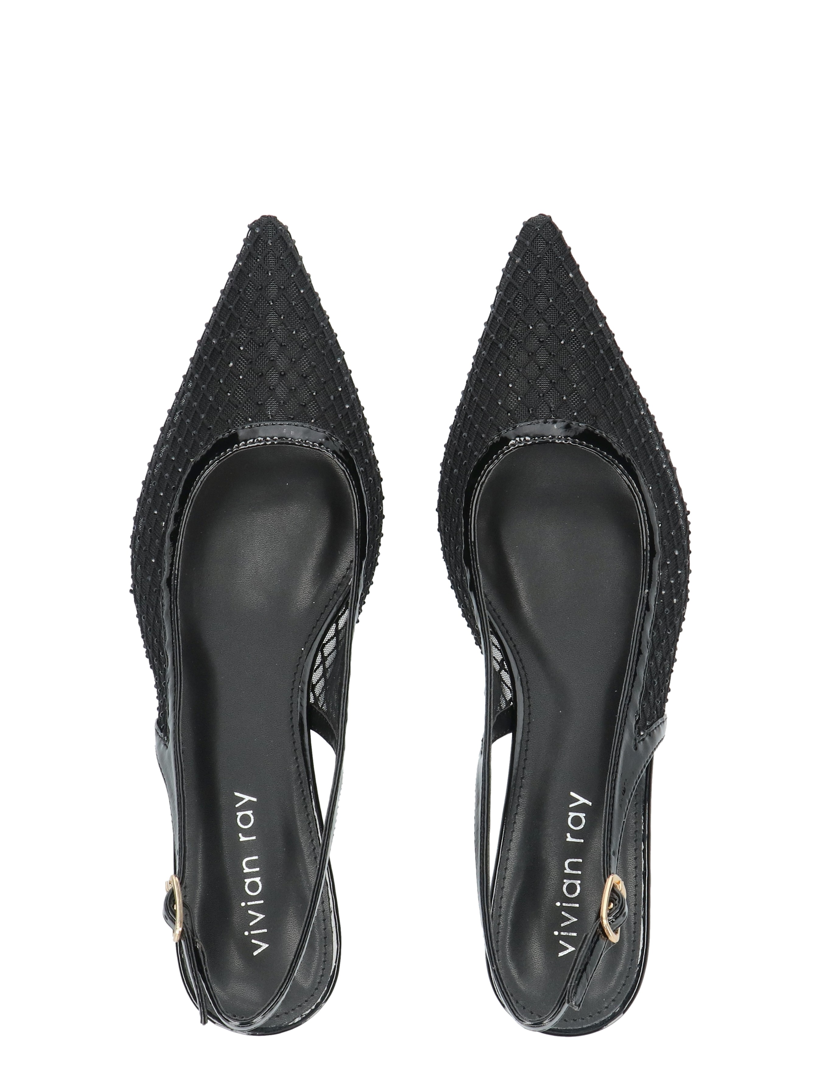 Vivian Ray - Zhou 2615022 Black Mesh - Dames - Slingbacks - 50207_11_7