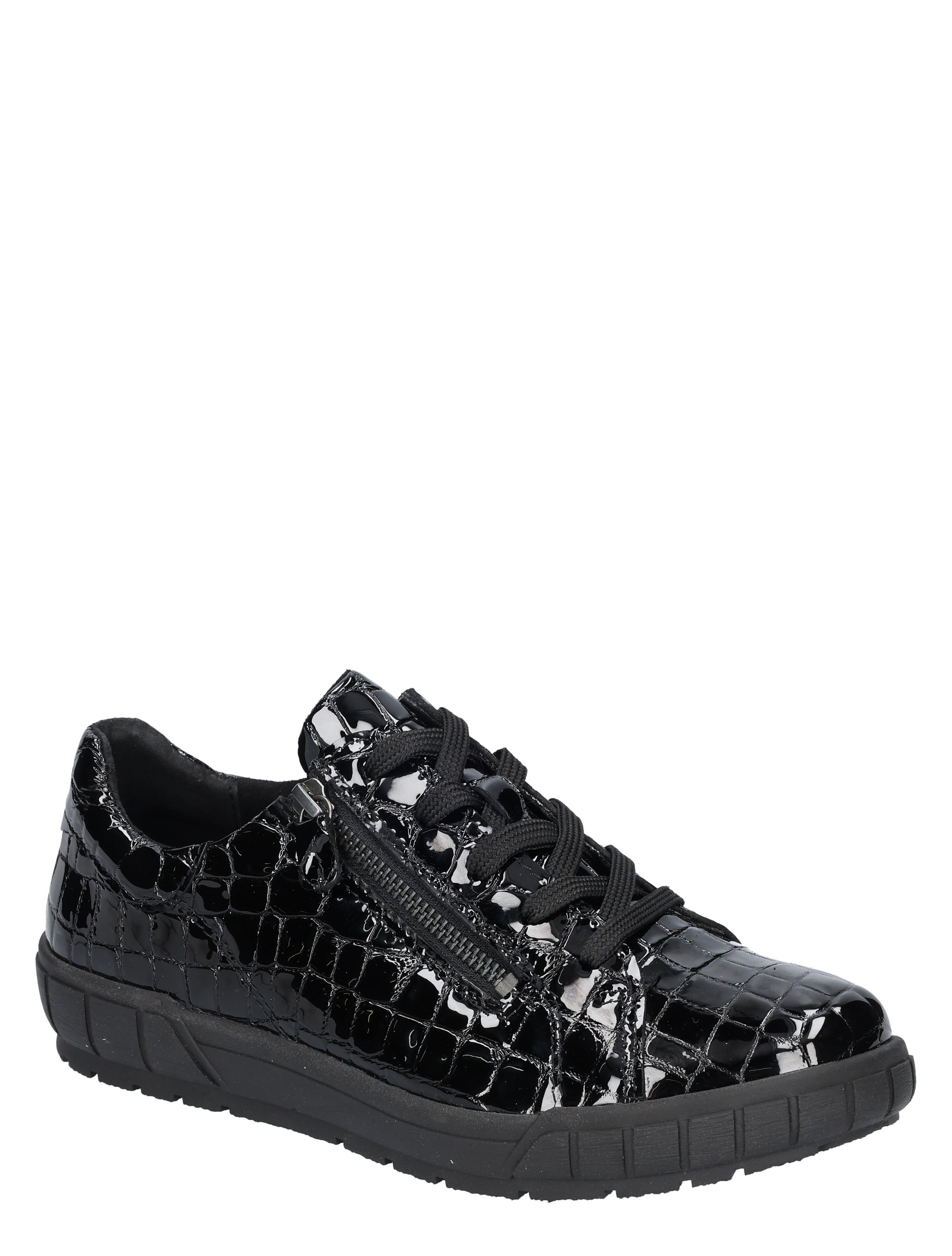 sneaker, zwart, crackle-achtig, zwarte lak, veters