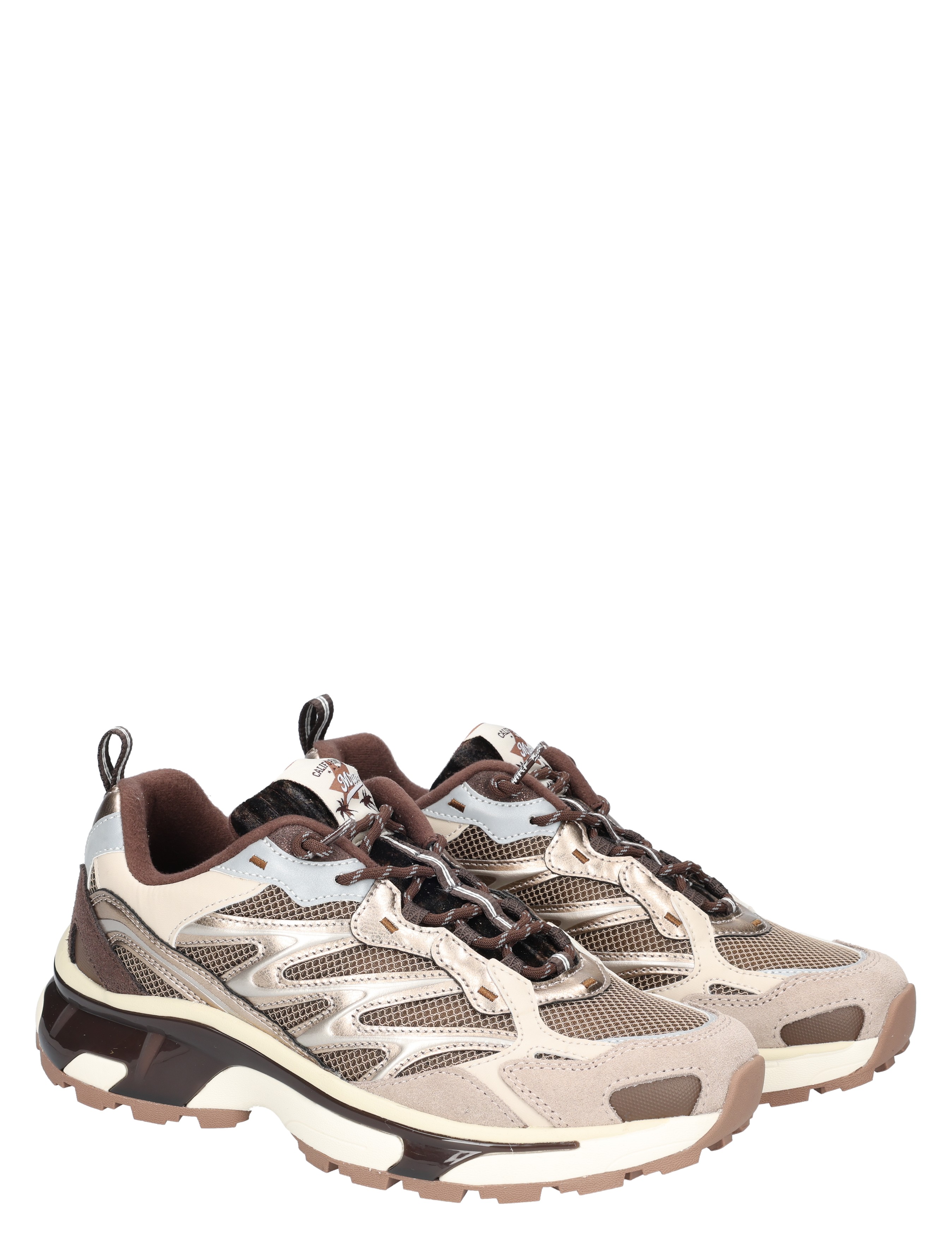 sneakers, wandelschoenen, sportief, mesh, goudebruine tinten