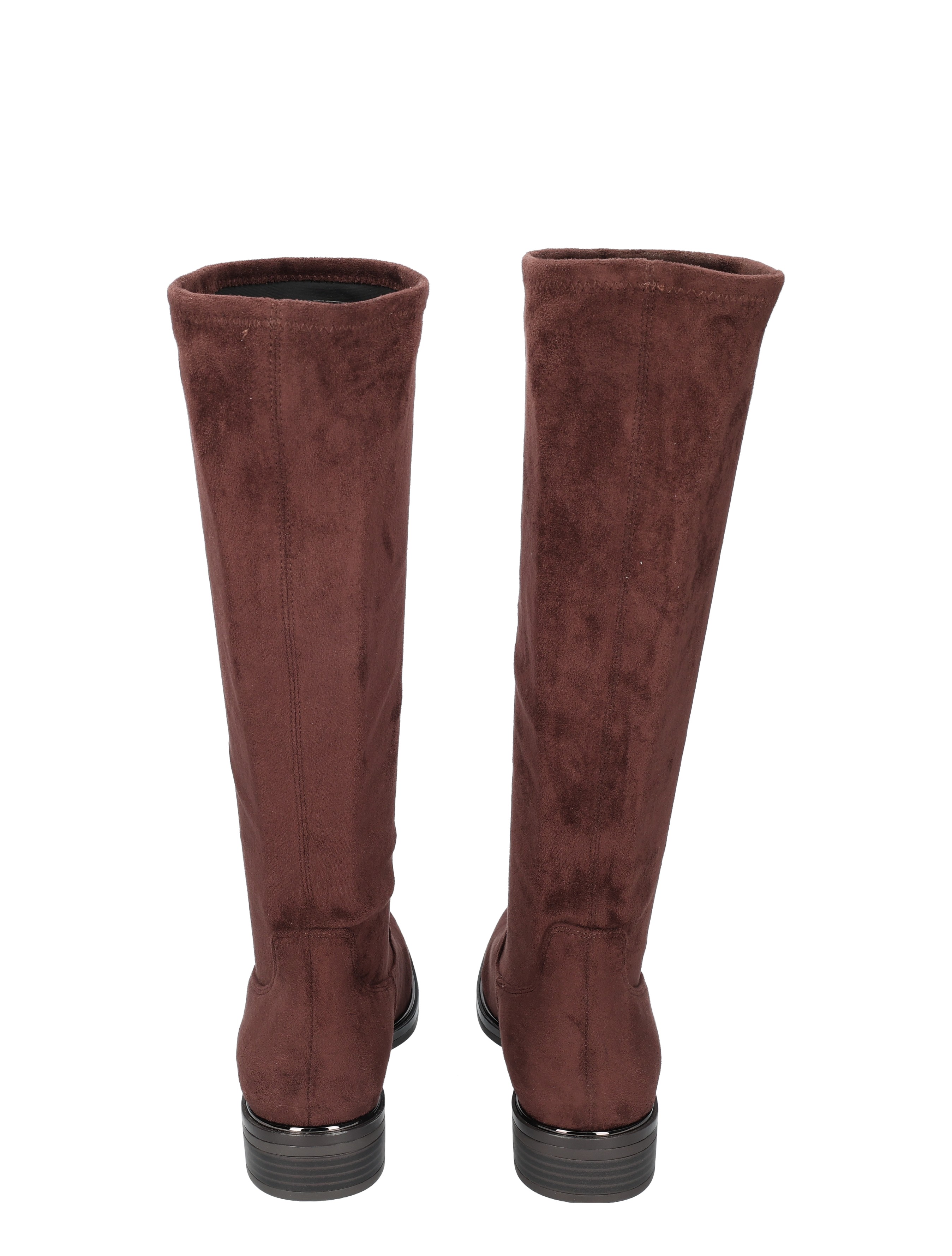 knee-high boots, overknee, suede, brown, blocked heel