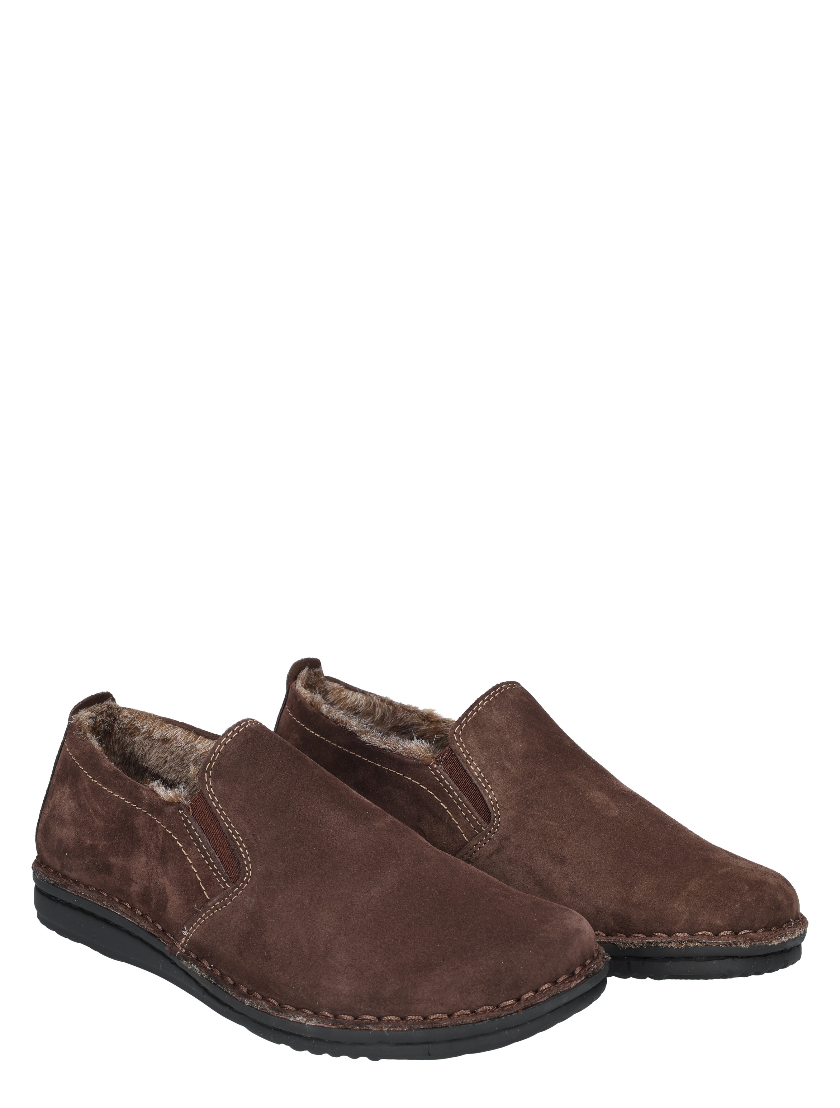 slippers, moccasins, bruin, suede, bont van binnen