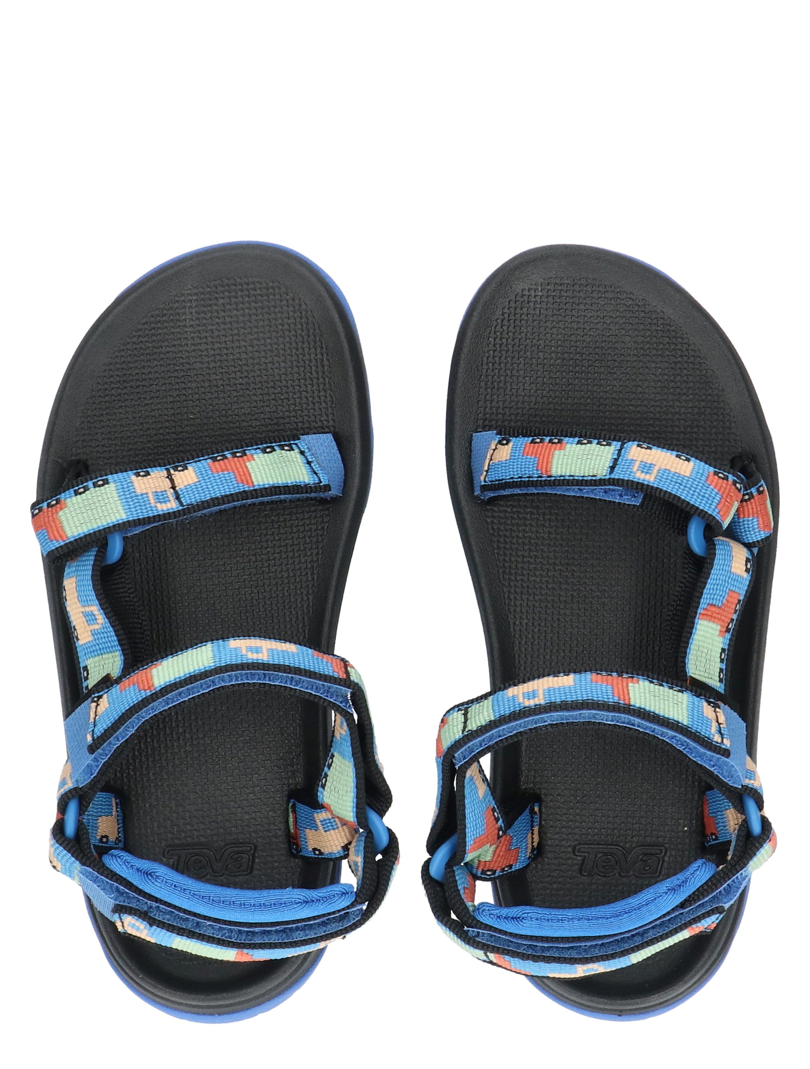 sandalen, sandalen met gesp, strap sandals, zwarte zool, pixel patroon band