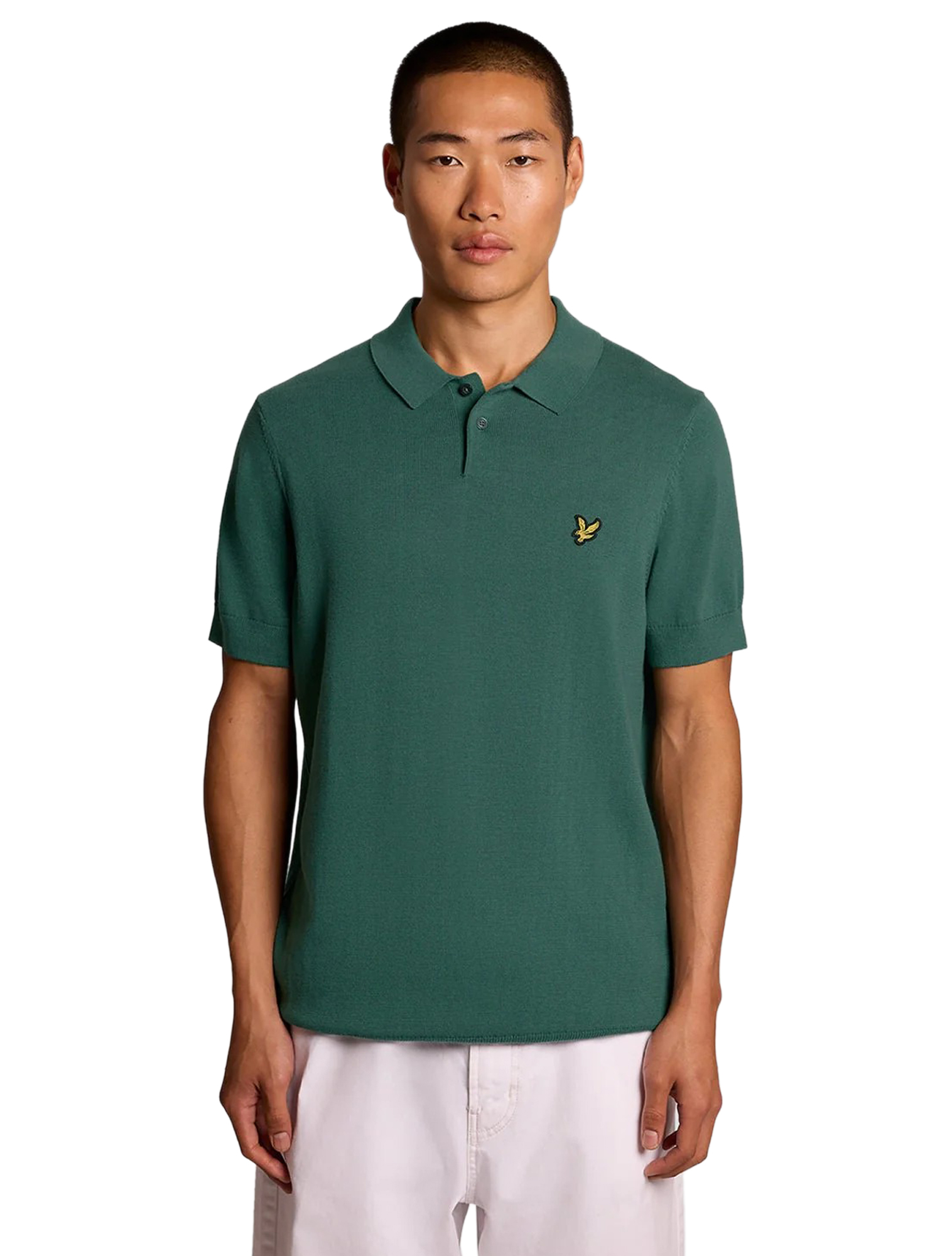 Lyle and Scott - Short Sleeve Knitted Polo Everglade - Heren - T-Shirts & Polos - 49954_66_2