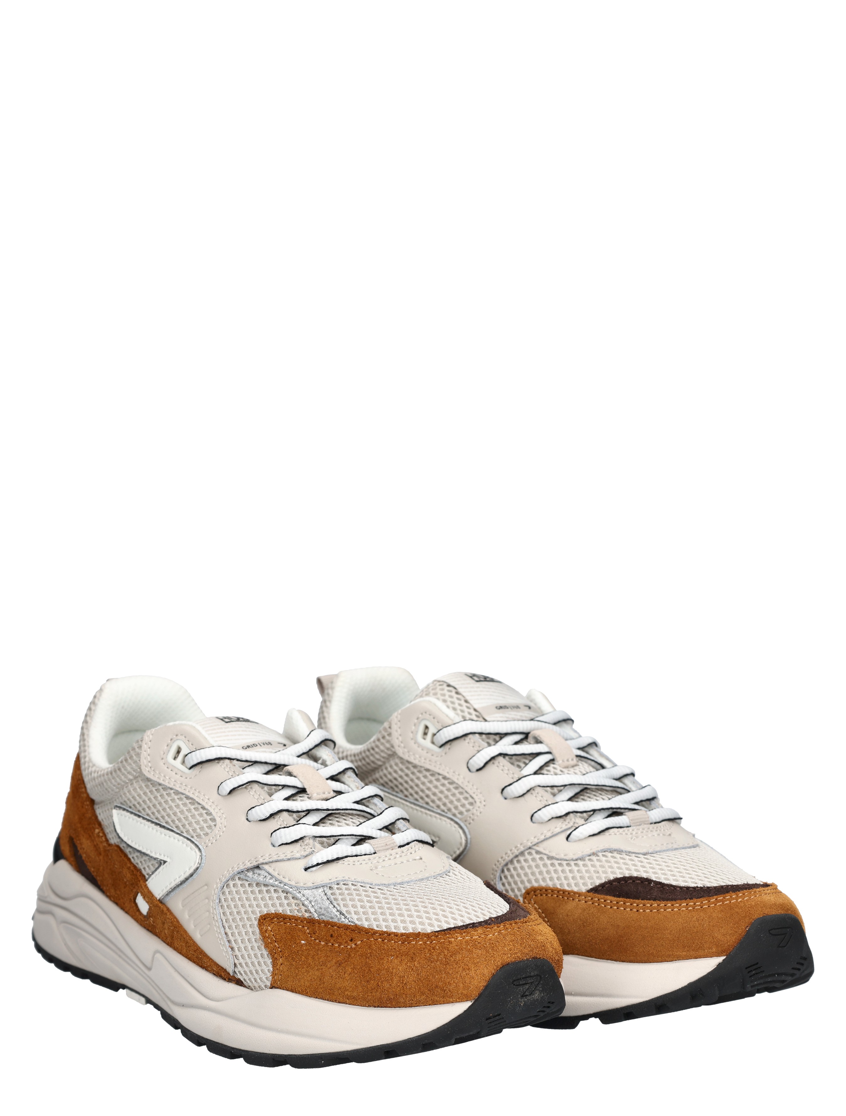 Hub Footwear - Grid Men Light Bone Cognac - Heren - Lage Sneakers - Sneakers - 48463_77_5