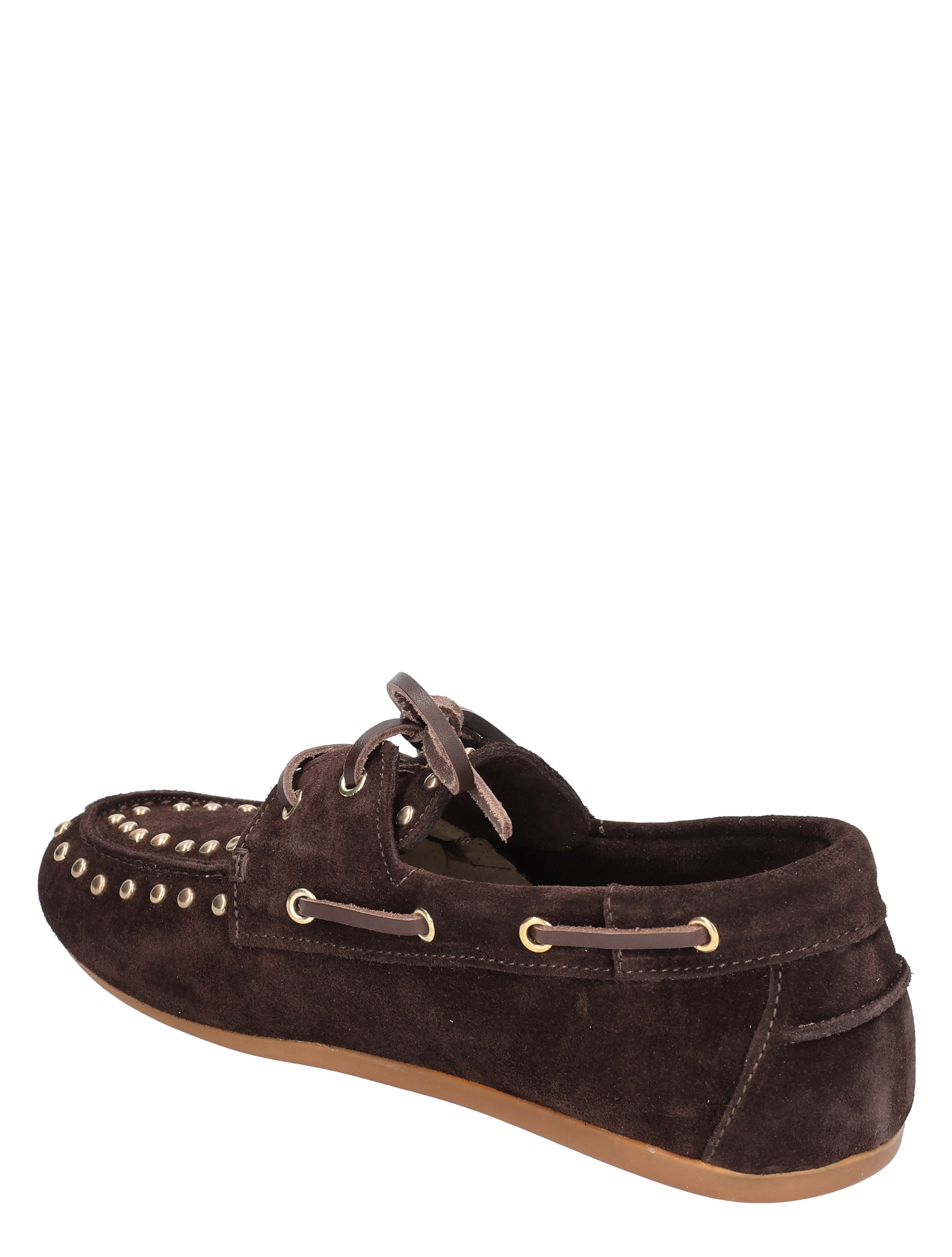 mokassin, suede, donkerbruin, model loafer, studs