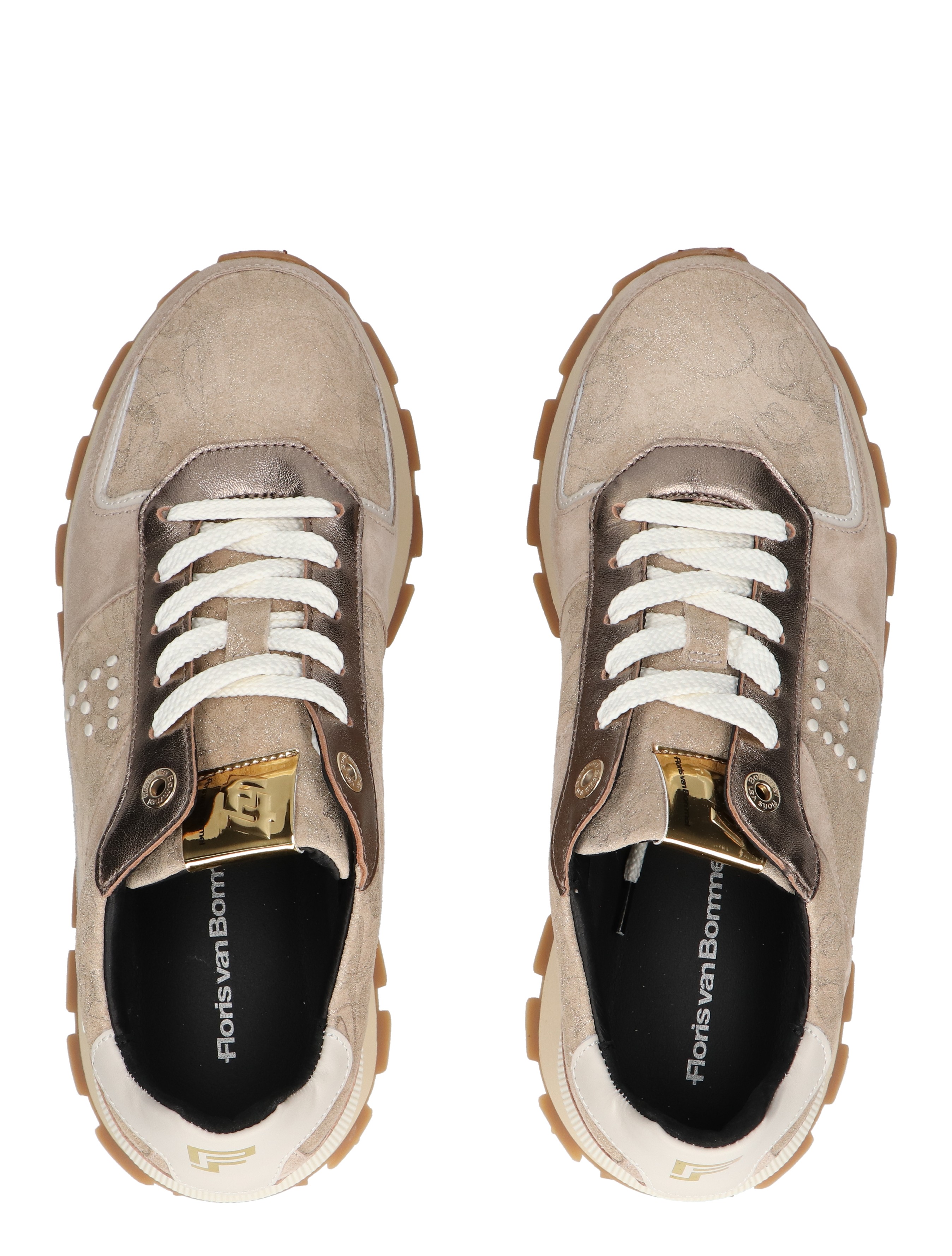 Floris van Bommel - Blokki SFW-10084 34-01 Taupe G-Wijdte - Sneakers - Dames - Lage Sneakers - 49290_77_7