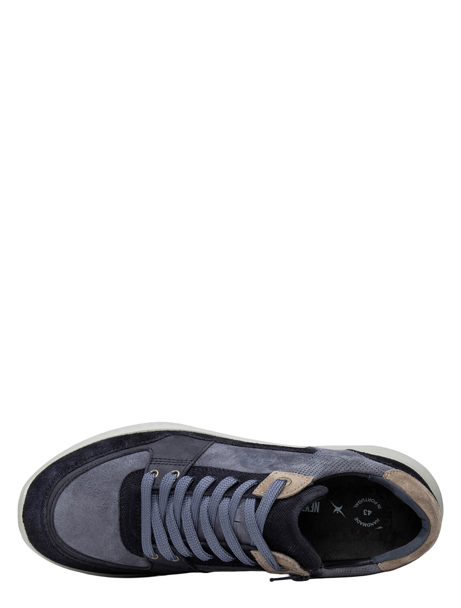 sneaker, sportschoen, hoge sneaker, blauwe schoen, suède