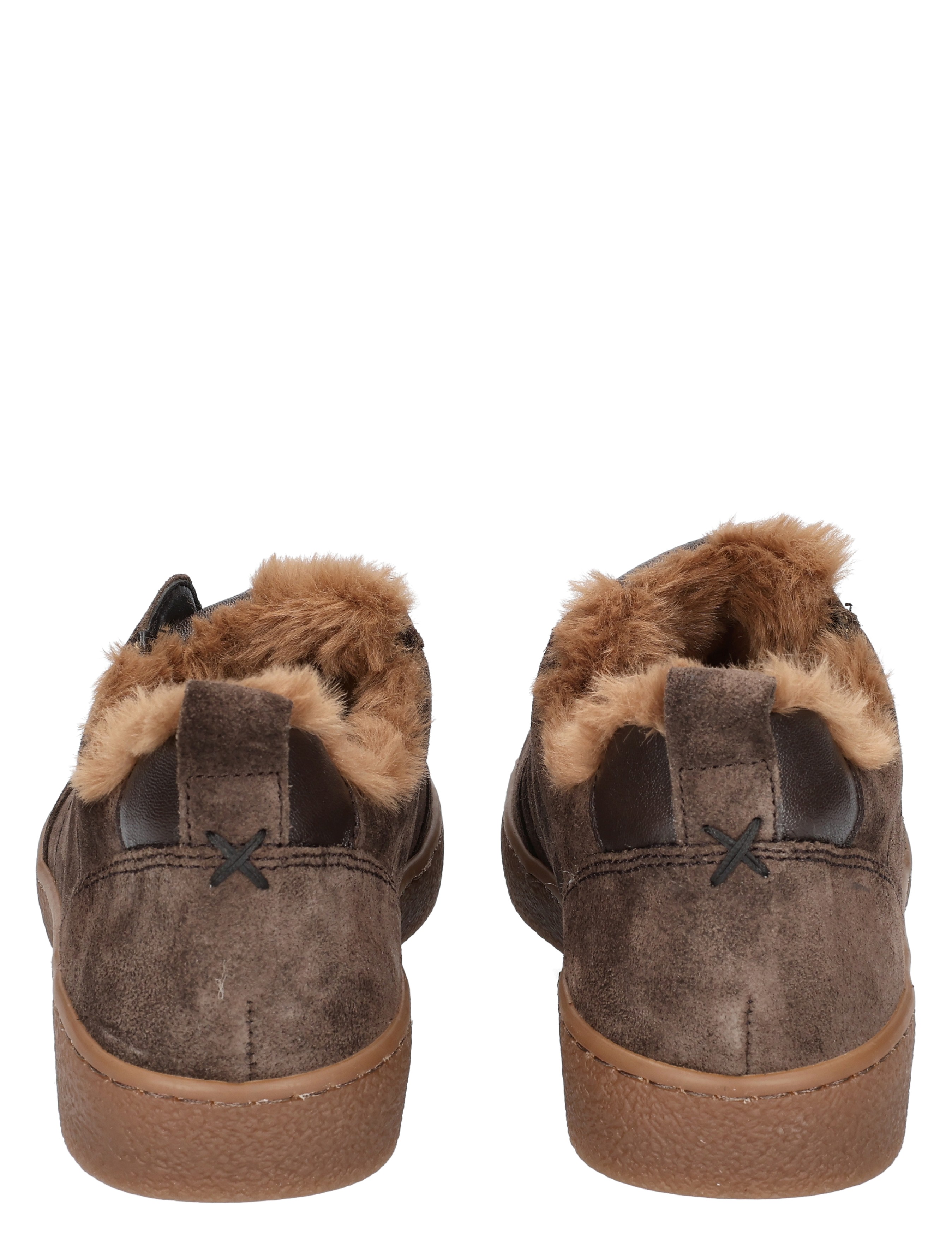 buitenkant, laars, suede, nep, faux fur, bruin