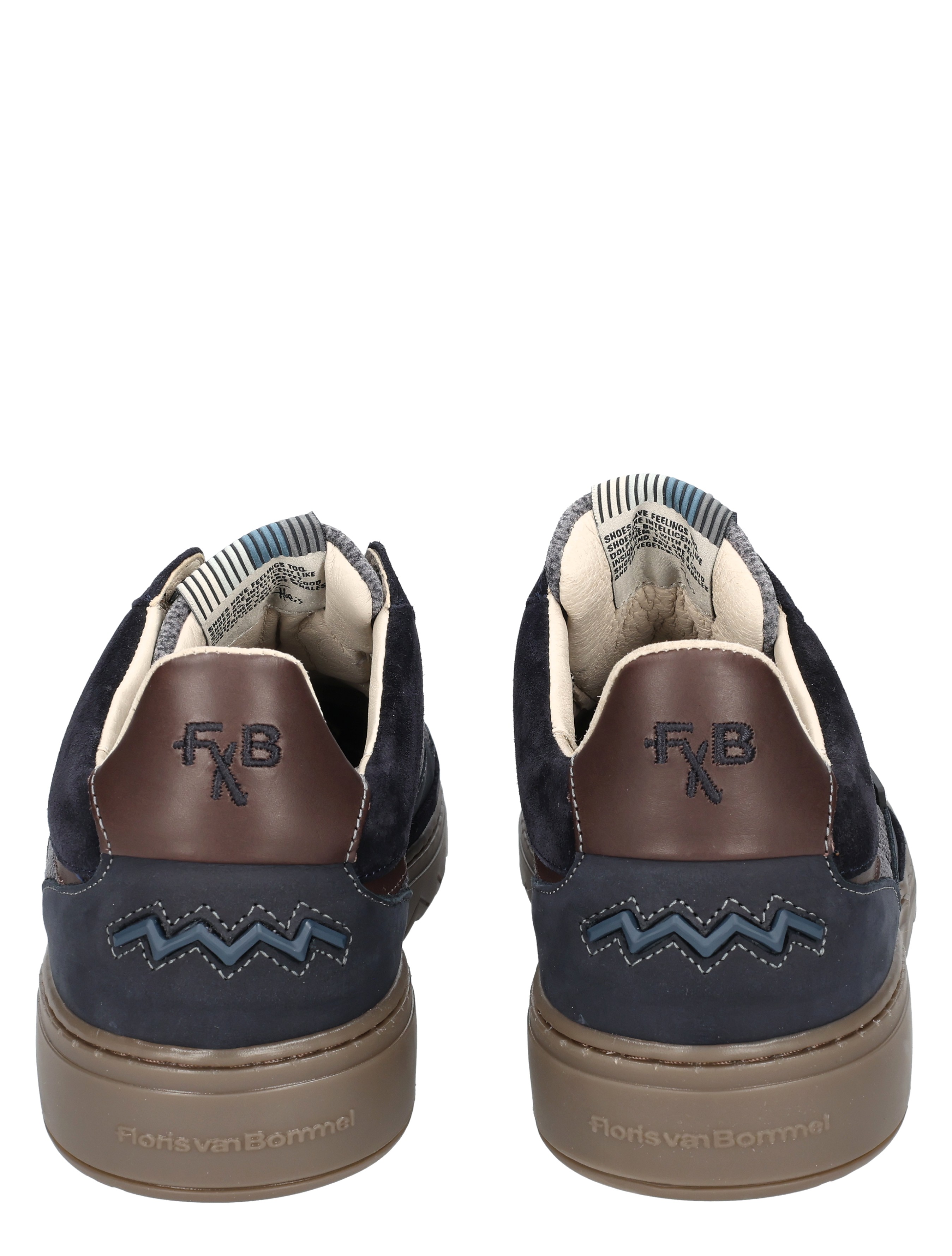 sneakers, navy, suede, bruine hak, stiksel
