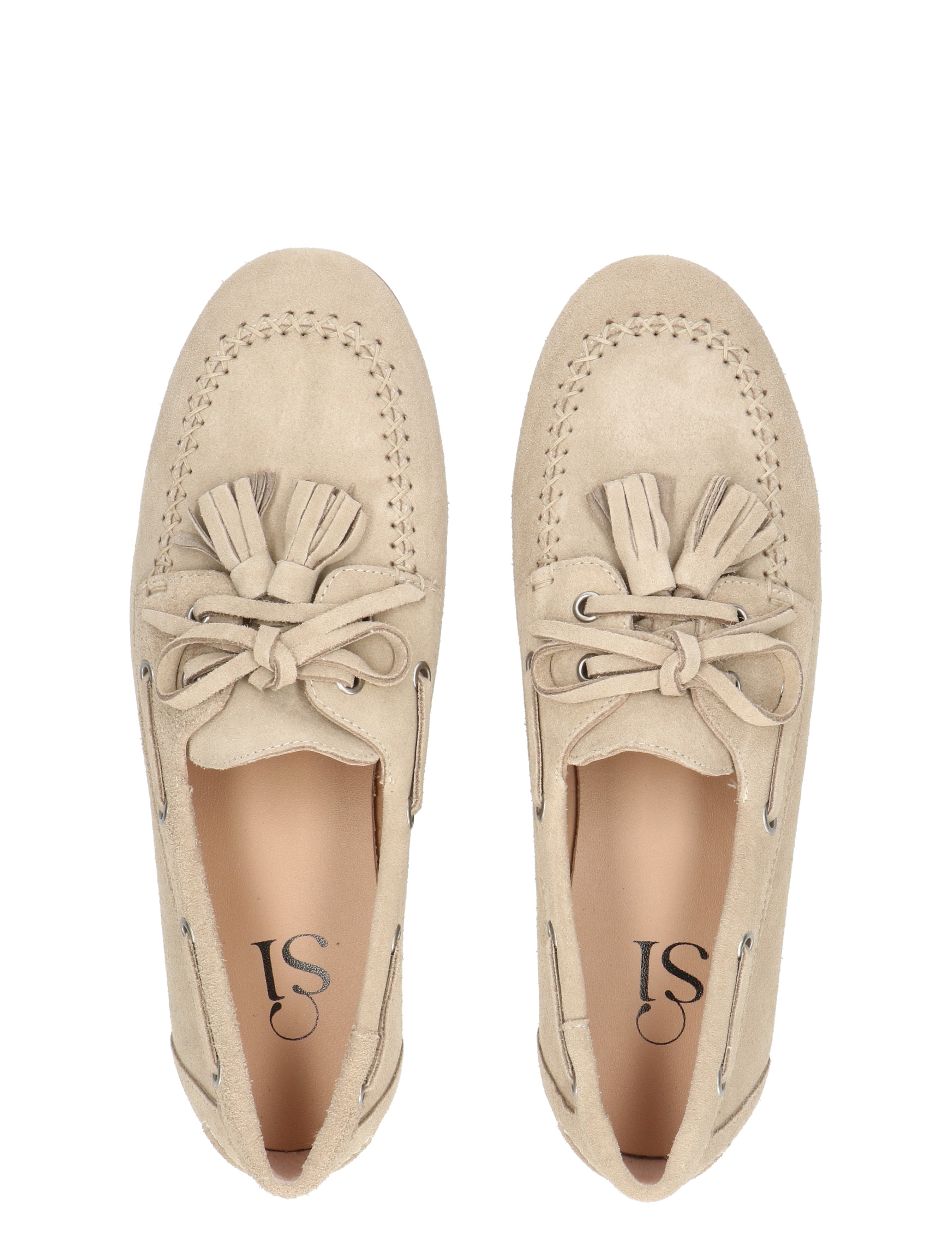 lijfstof: suède, kleur: beige, loafer, mocassin, tassels