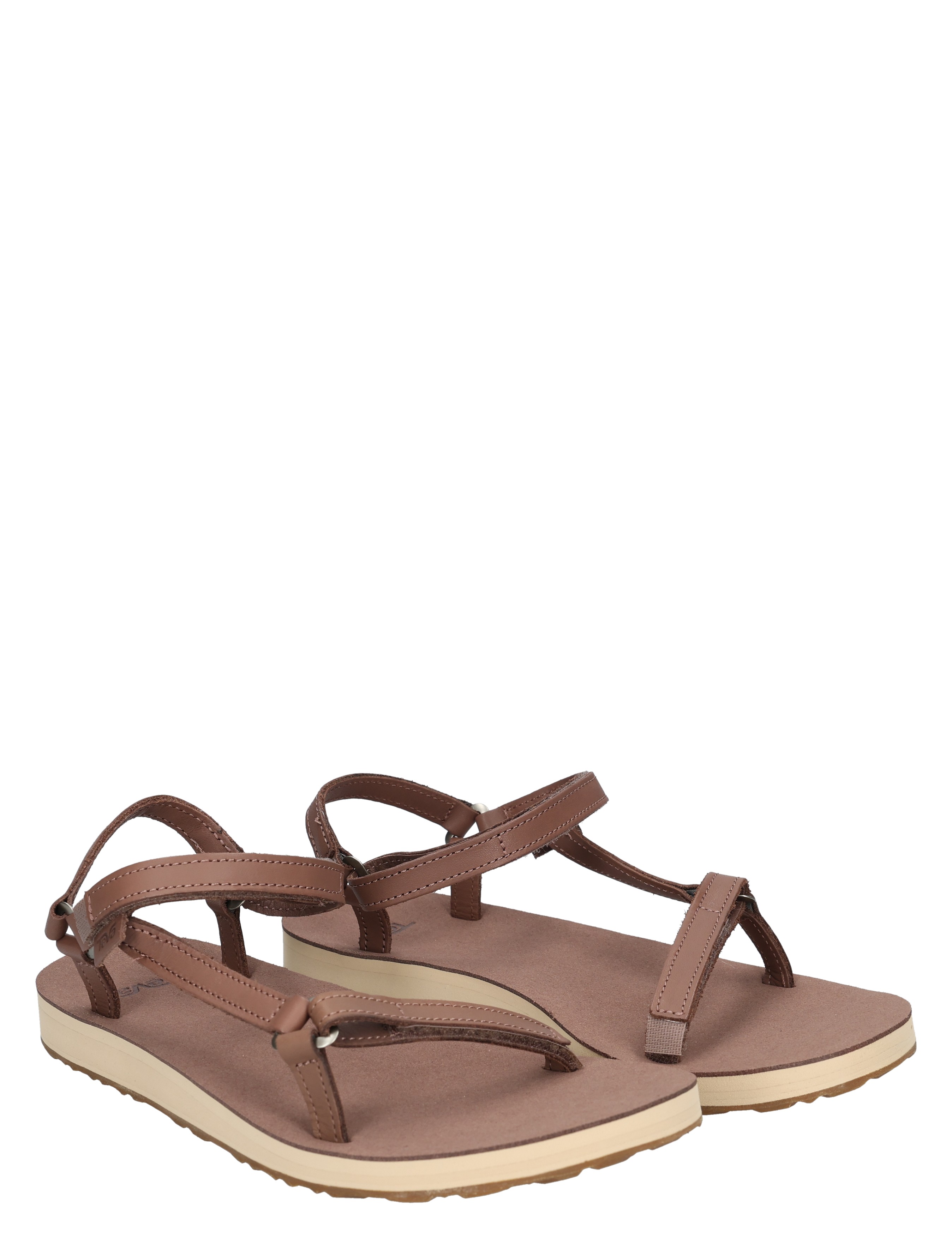 sandalen, slippers, toe-ring, bandjes, bruin