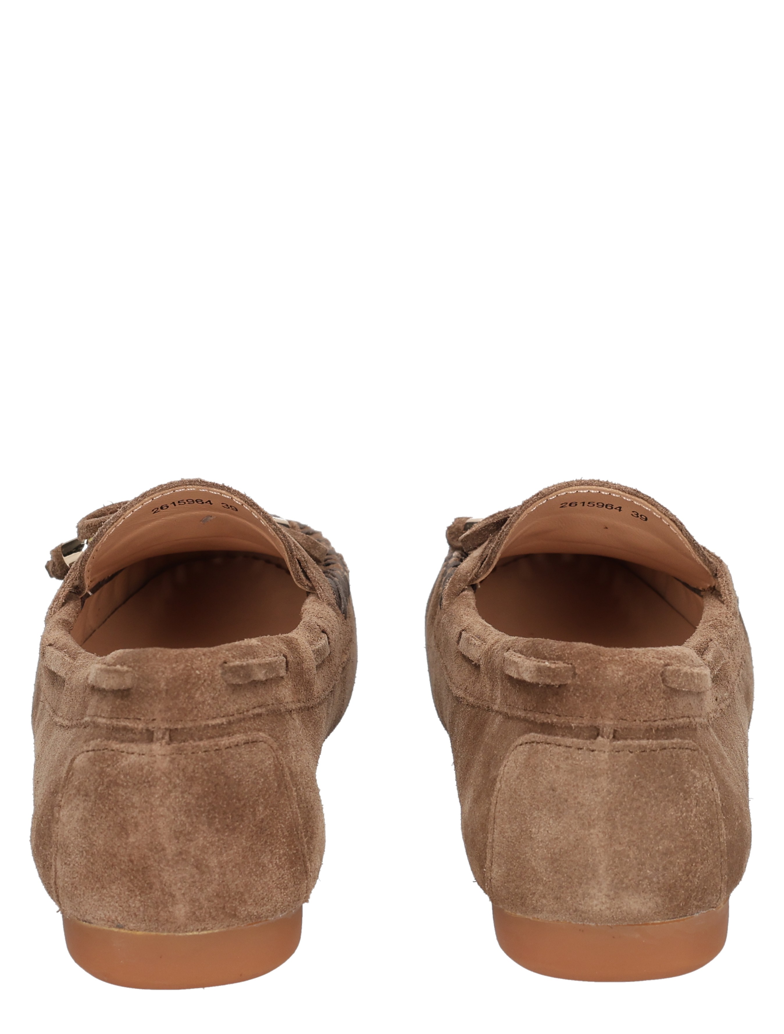 suede, moccasin, slip-on, brown, back view