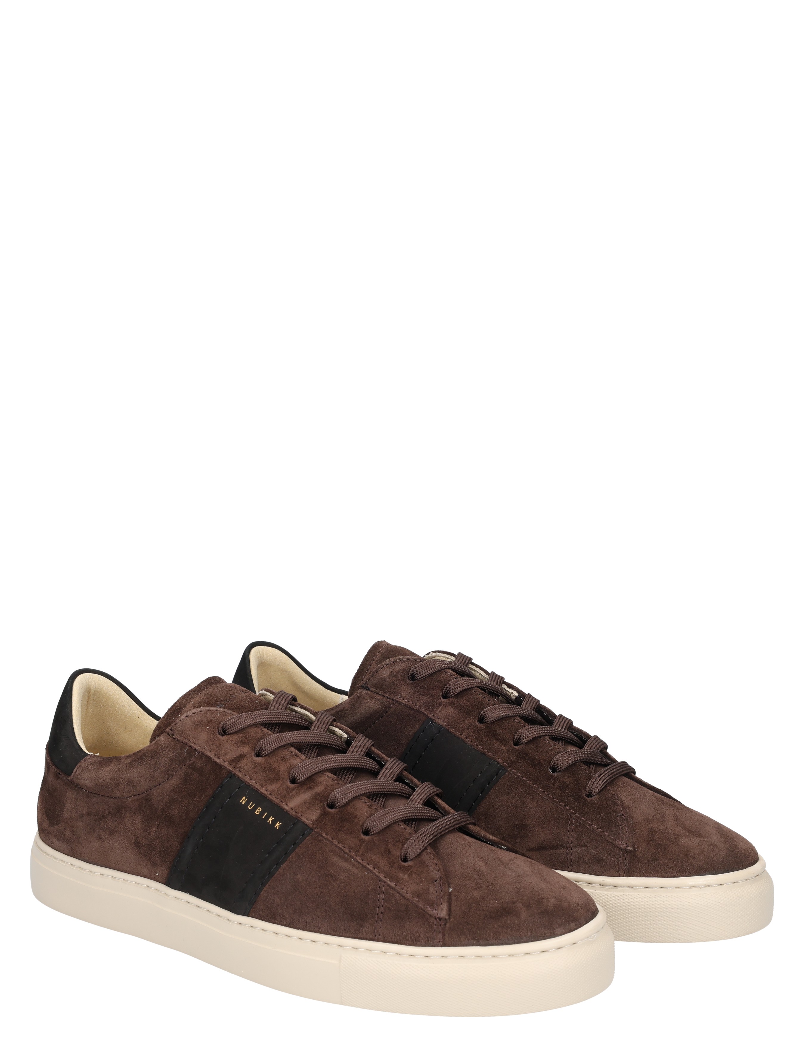 neaker, bruine schoenen, suède, laag model, witte zool