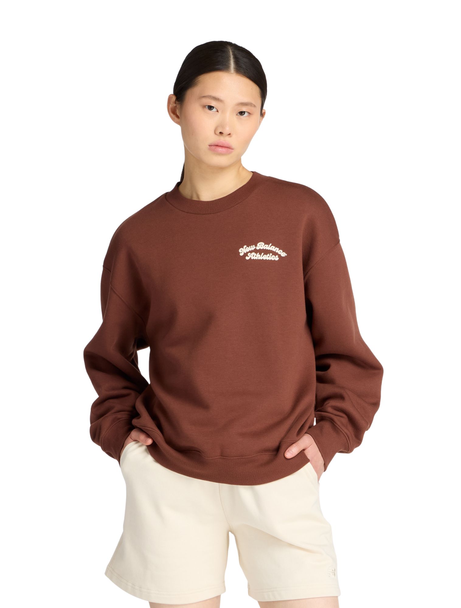 New Balance - Fleece Crew WT53516 Rich Oak - Dames - Truien en Sweaters - 48018_22_1