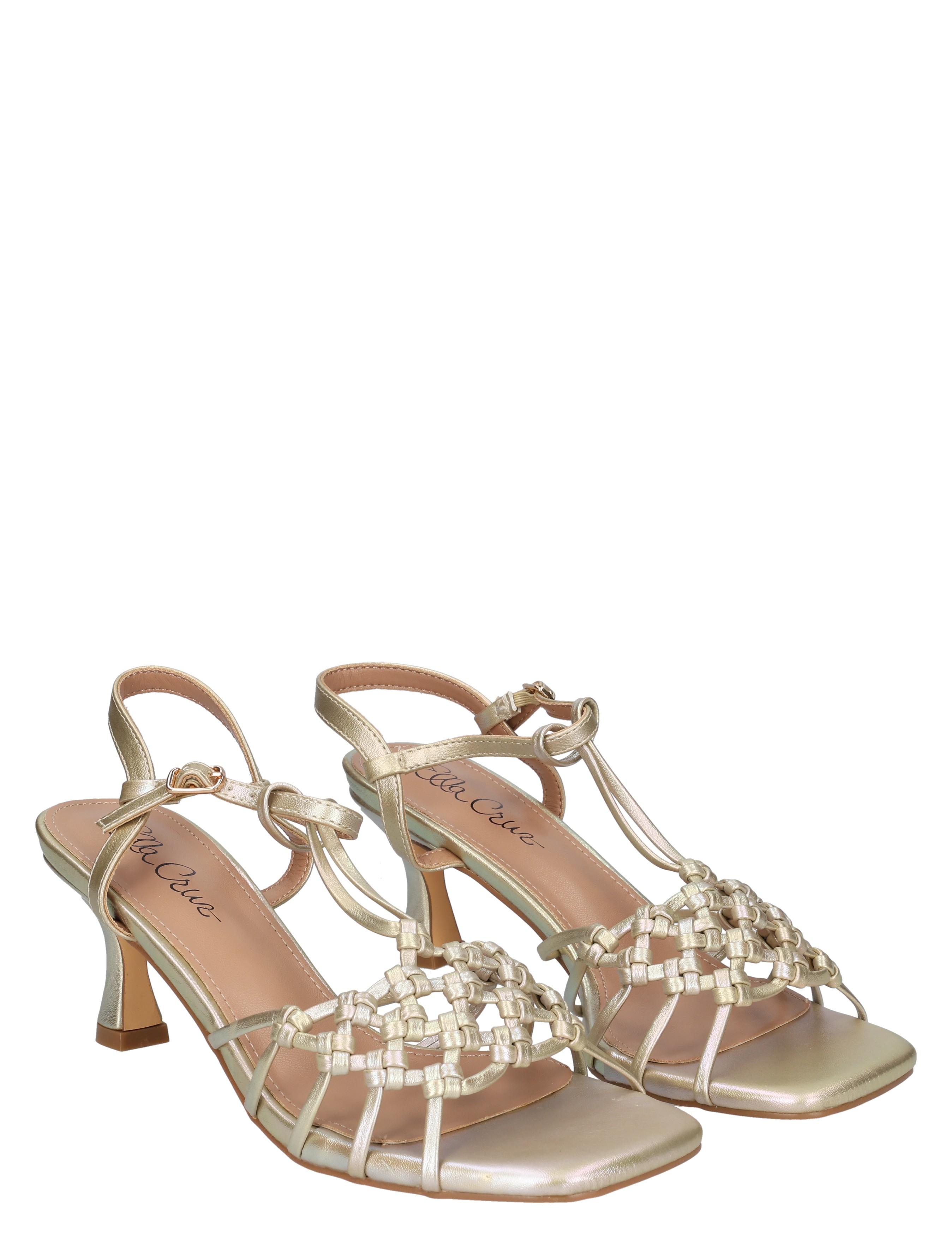 sandalen, hakken, gouden color, riemen, gekruiste bandjes