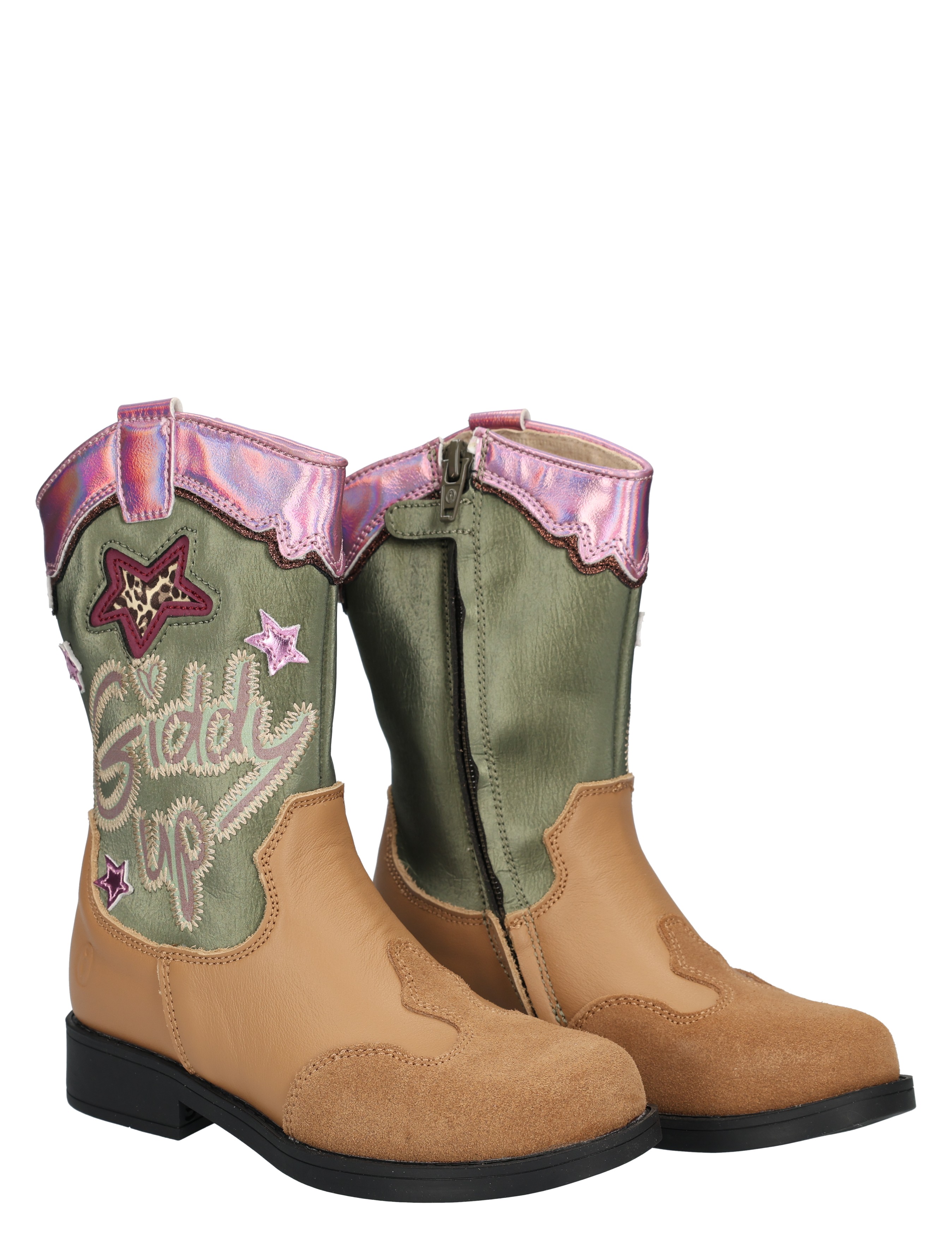 Shoesme - NW25W008 A Cognac Green Pink - Meisjes - Boots - Enkellaarsjes - 48524_26_5