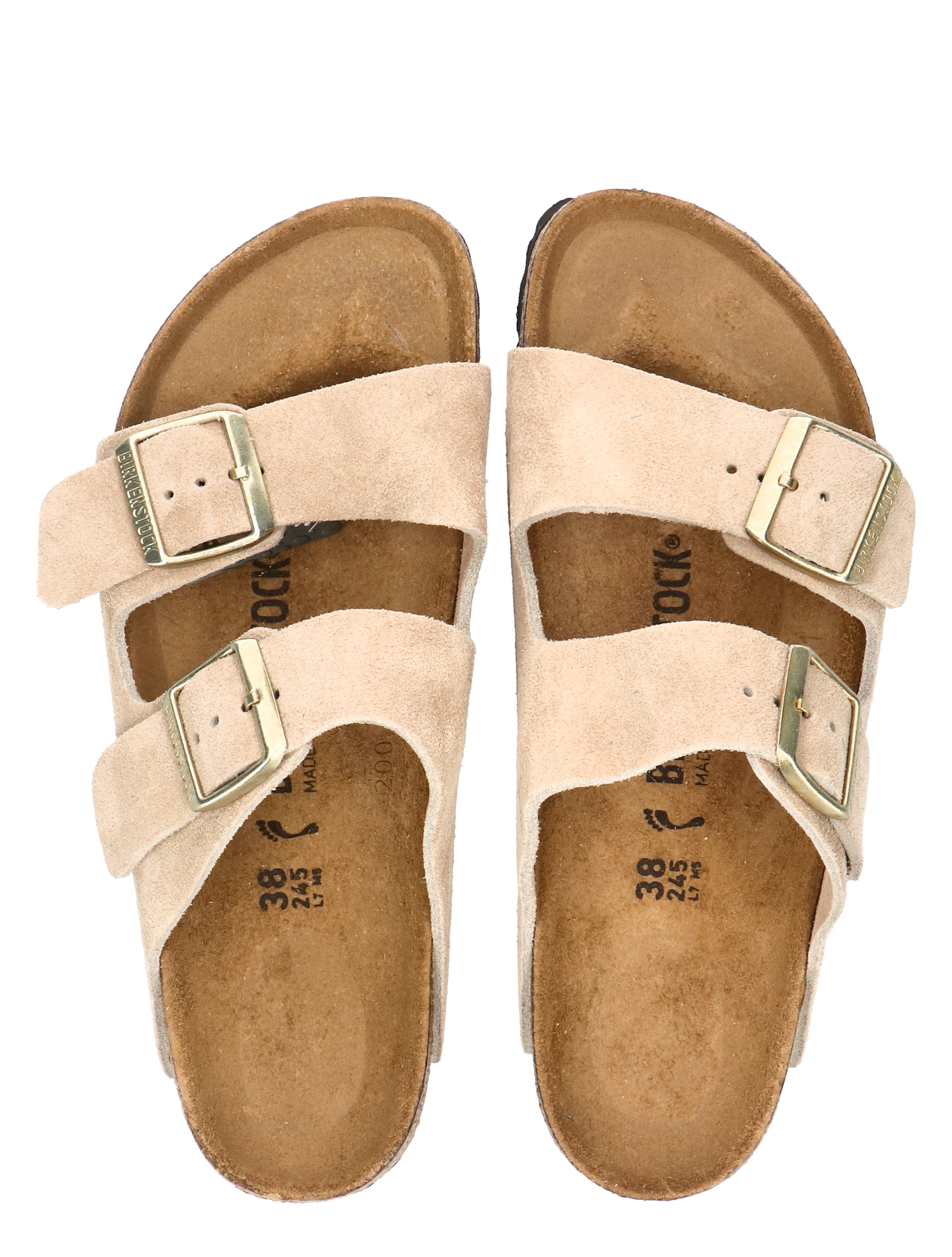 Birkenstock - Arizona Women Suede Sandcastle Narrow - Dames - Slippers - 49865_77_1