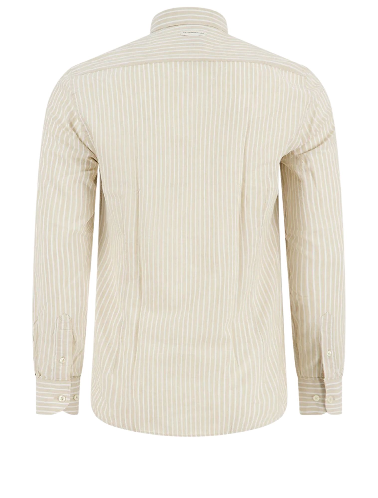 A Fish Named Fred - Shirt Linen Stripe 205 Sand - Heren - Shirts - 51187_77_2