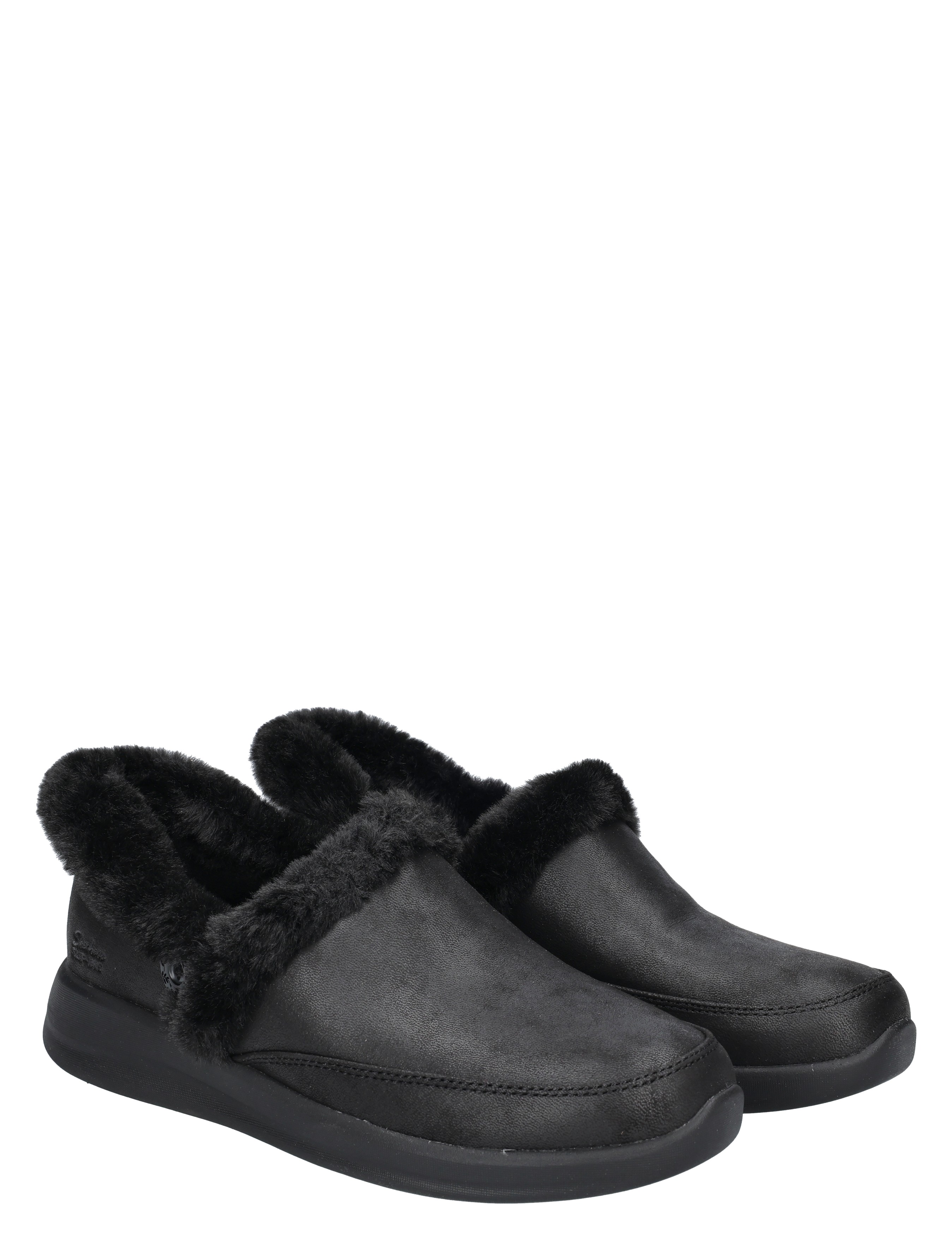 slippers, moccasins, fleece-lined, black, house-shoes