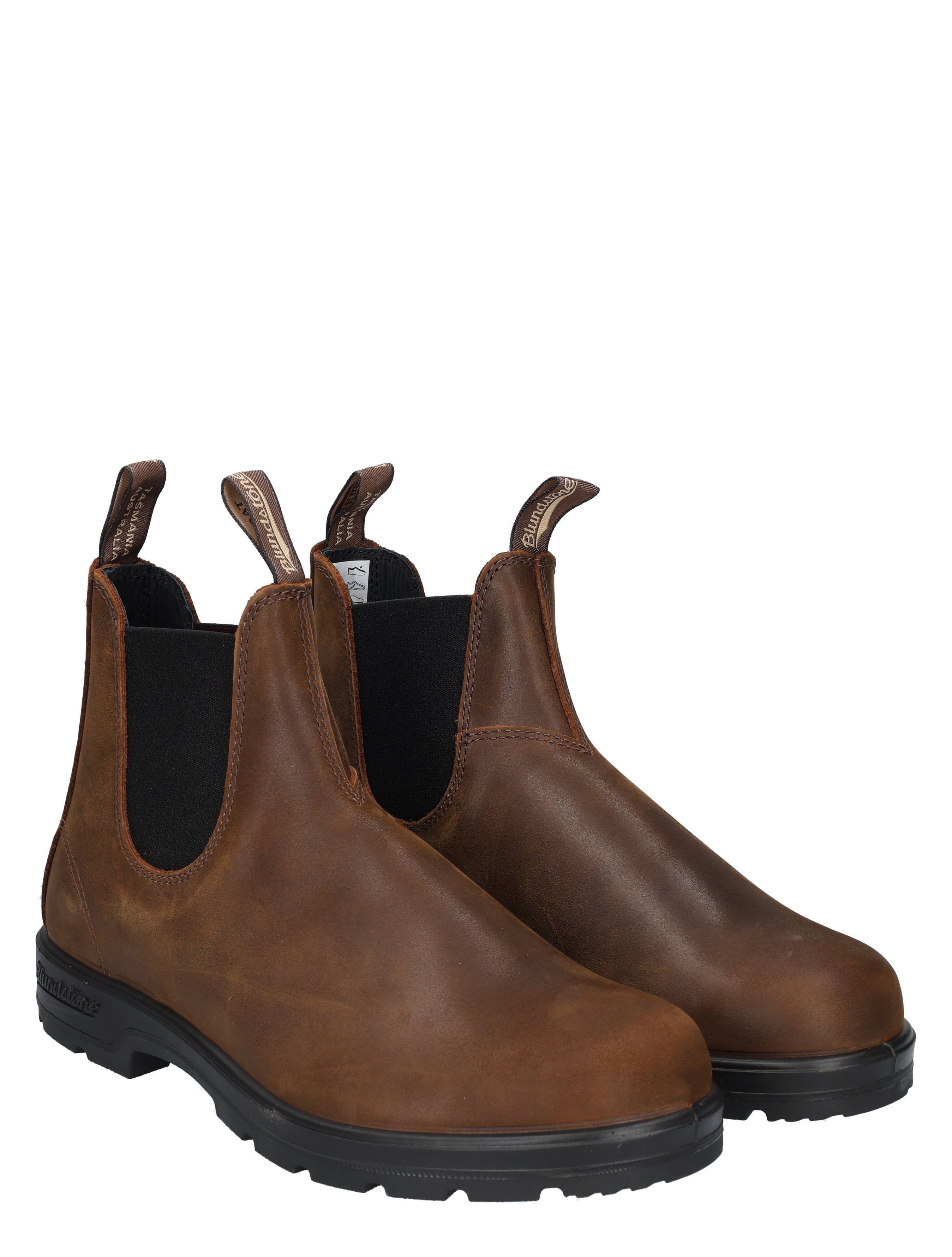 Chelsea boots, Bruin leer, Elastische zij, Sloeps (Slip-on), Dikke zool