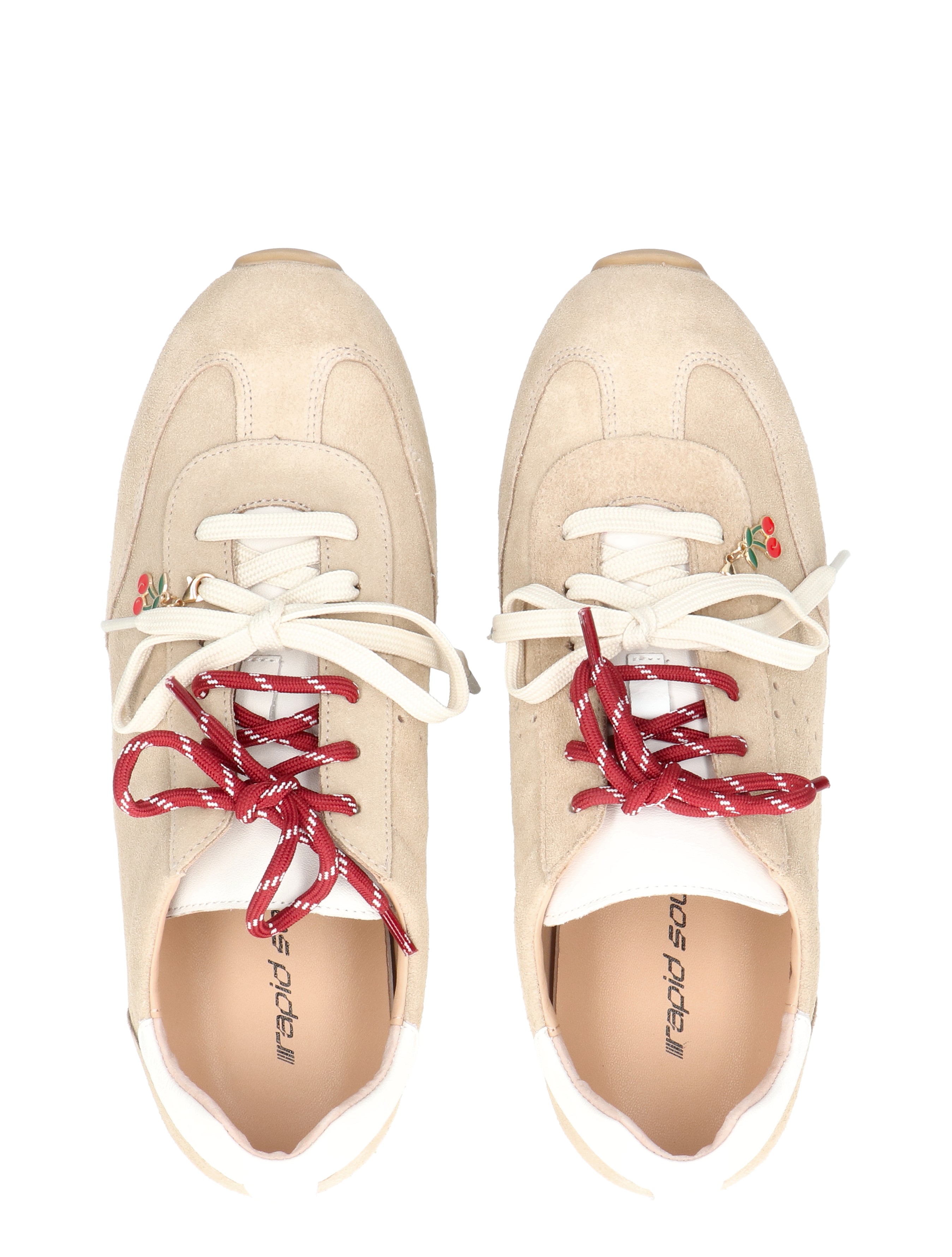 sneakers, beige, suede, veters, borduurwerk