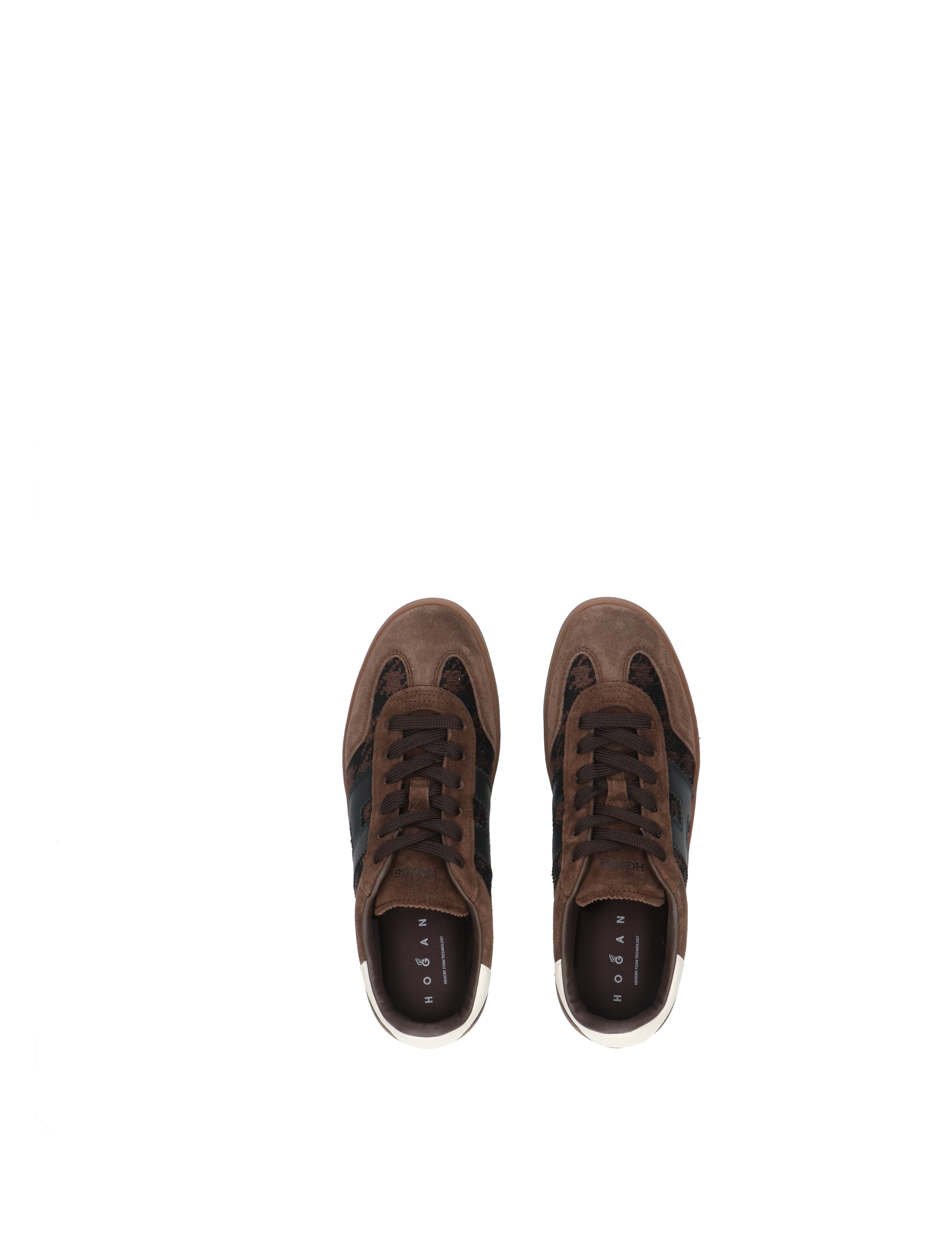 sneakers, bruin, suede, veters, laag-model