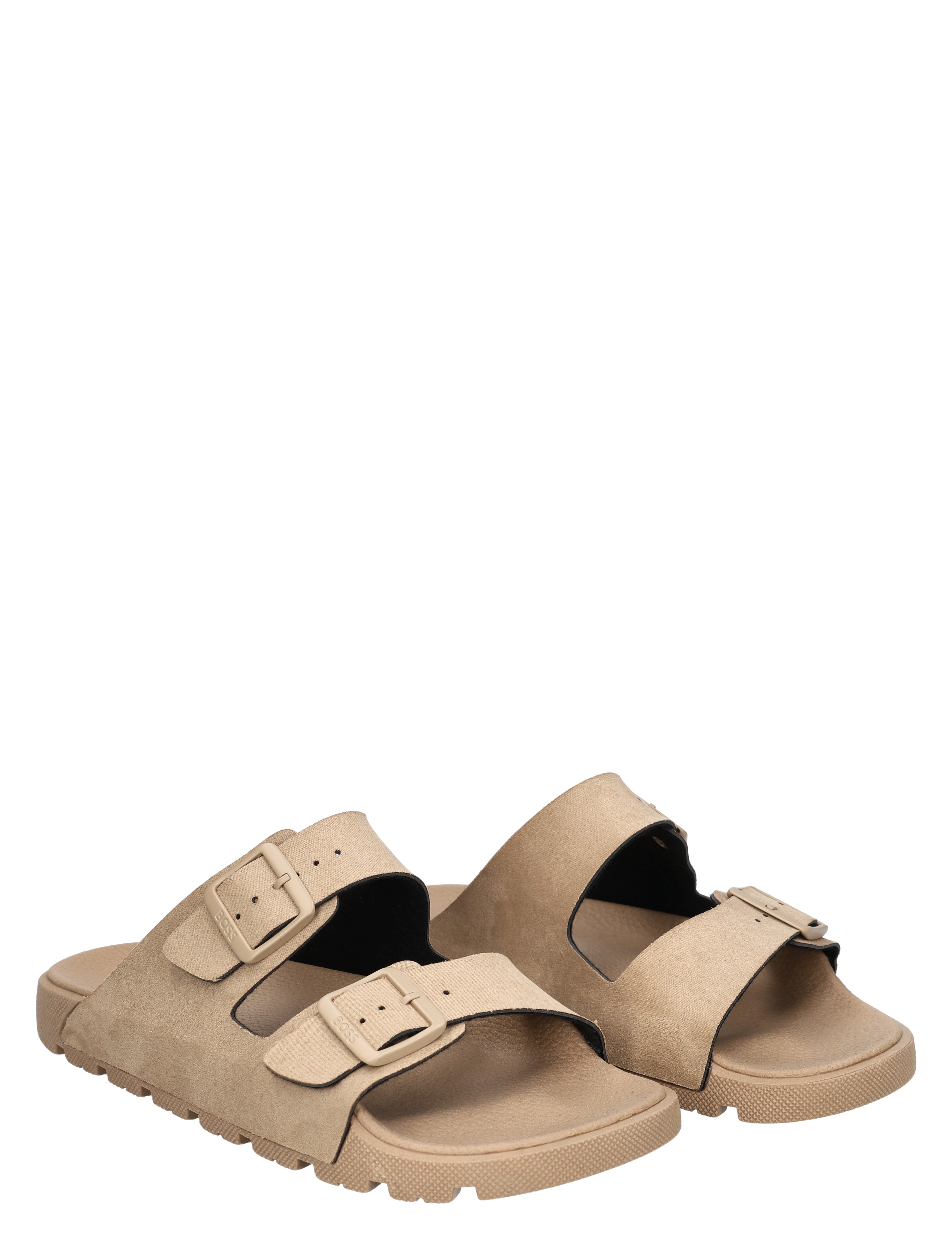 sandal, tweede riem, schuifpootzool, beige, slip-on
