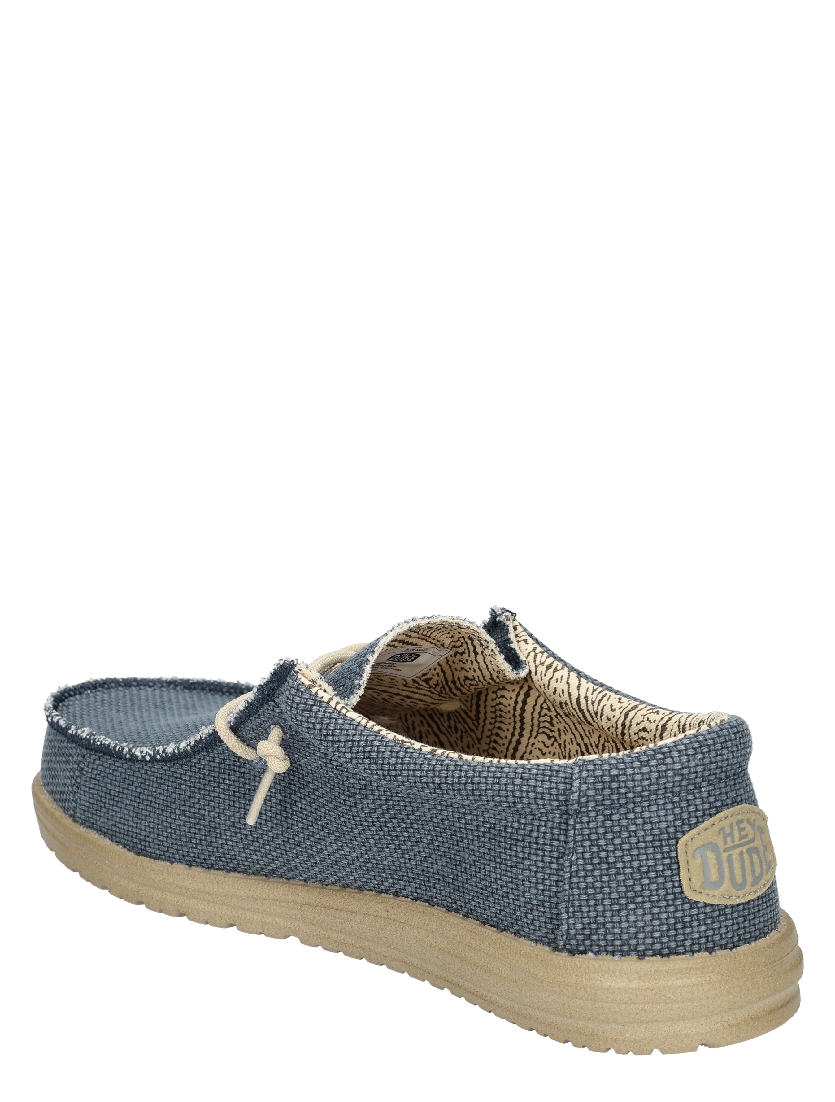 slipper, blauw, denim, linnen, instapmodel